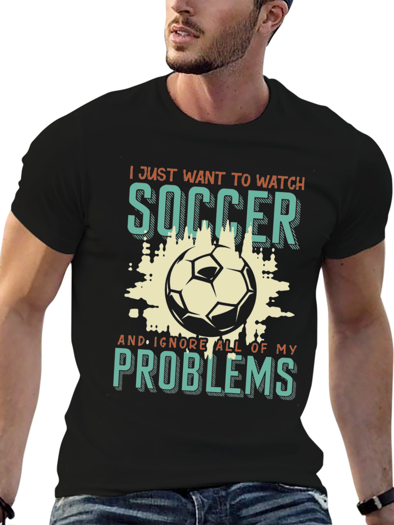 Black Soccer Lover Graphic T-Shirt view 6