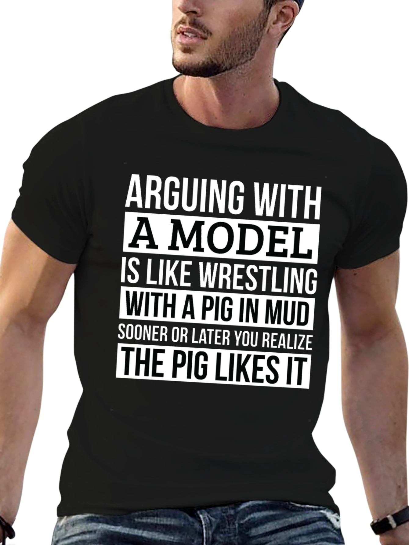 Black Arguing With a Model T-Shirt - Funny Novelty Tee view 6