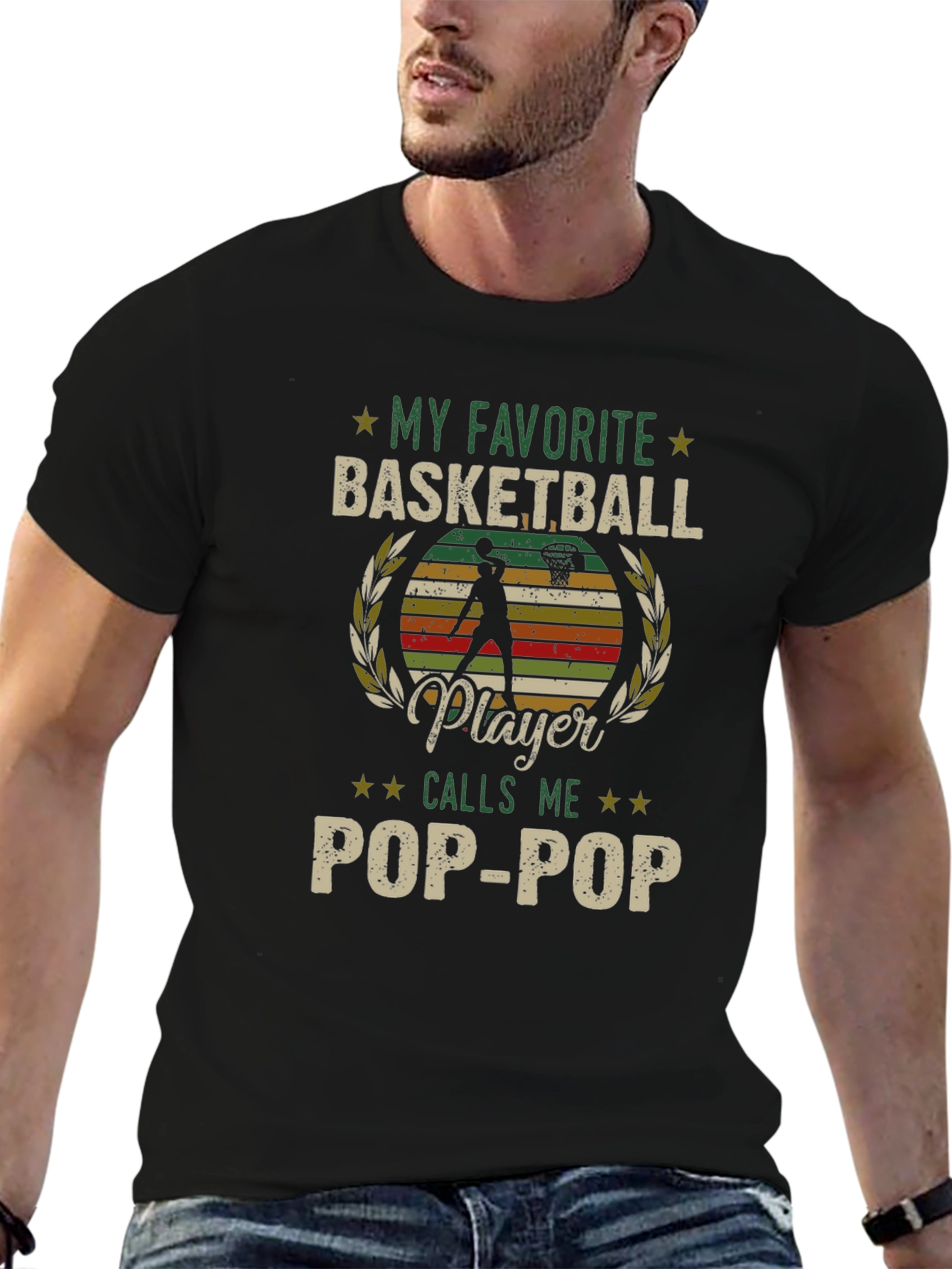 Black My Favorite Basketball Player Calls Me Pop-Pop T-Shirt view 6