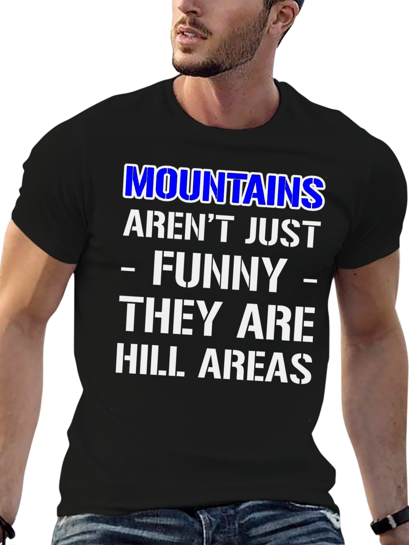 Black Funny Mountains Hill Areas Black T-Shirt view 6