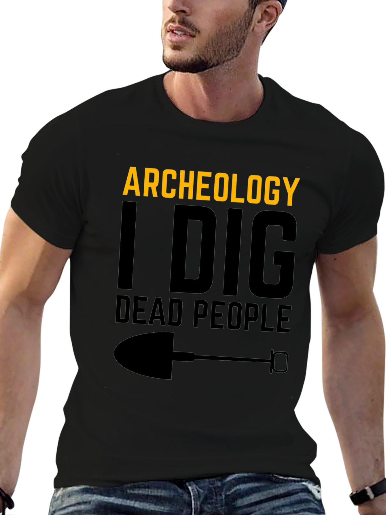 Black Archeology I Dig Dead People Black Graphic Tee view 6