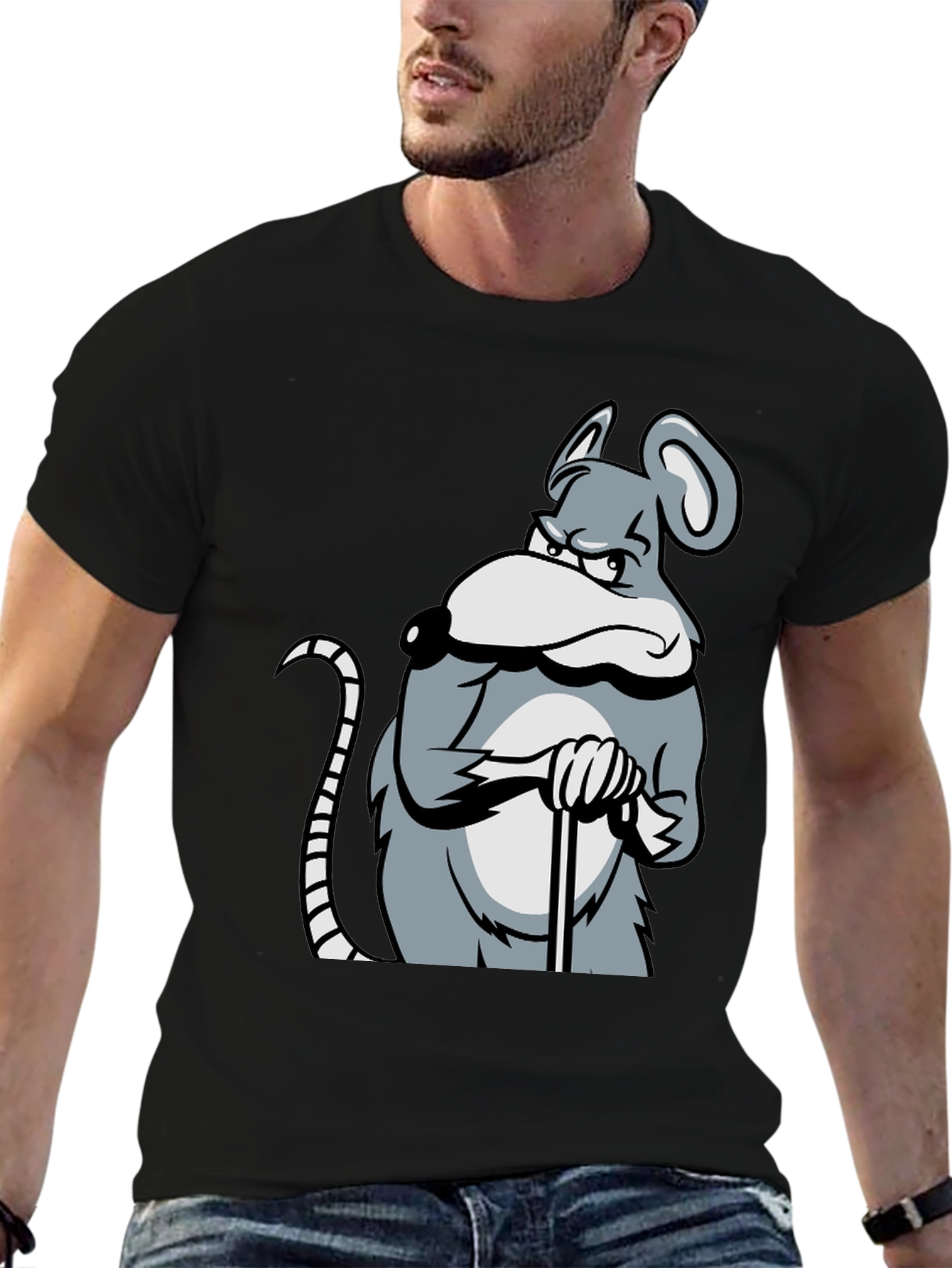 Black Grumpy Mouse Graphic T-Shirt - Black view 6