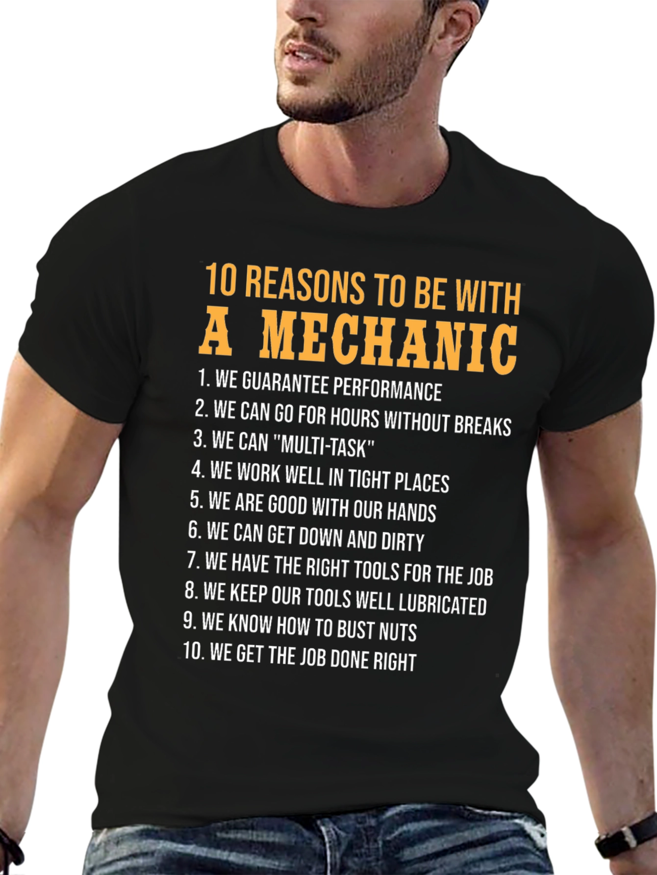 Black 10 Reasons To Be With A Mechanic T-Shirt view 6