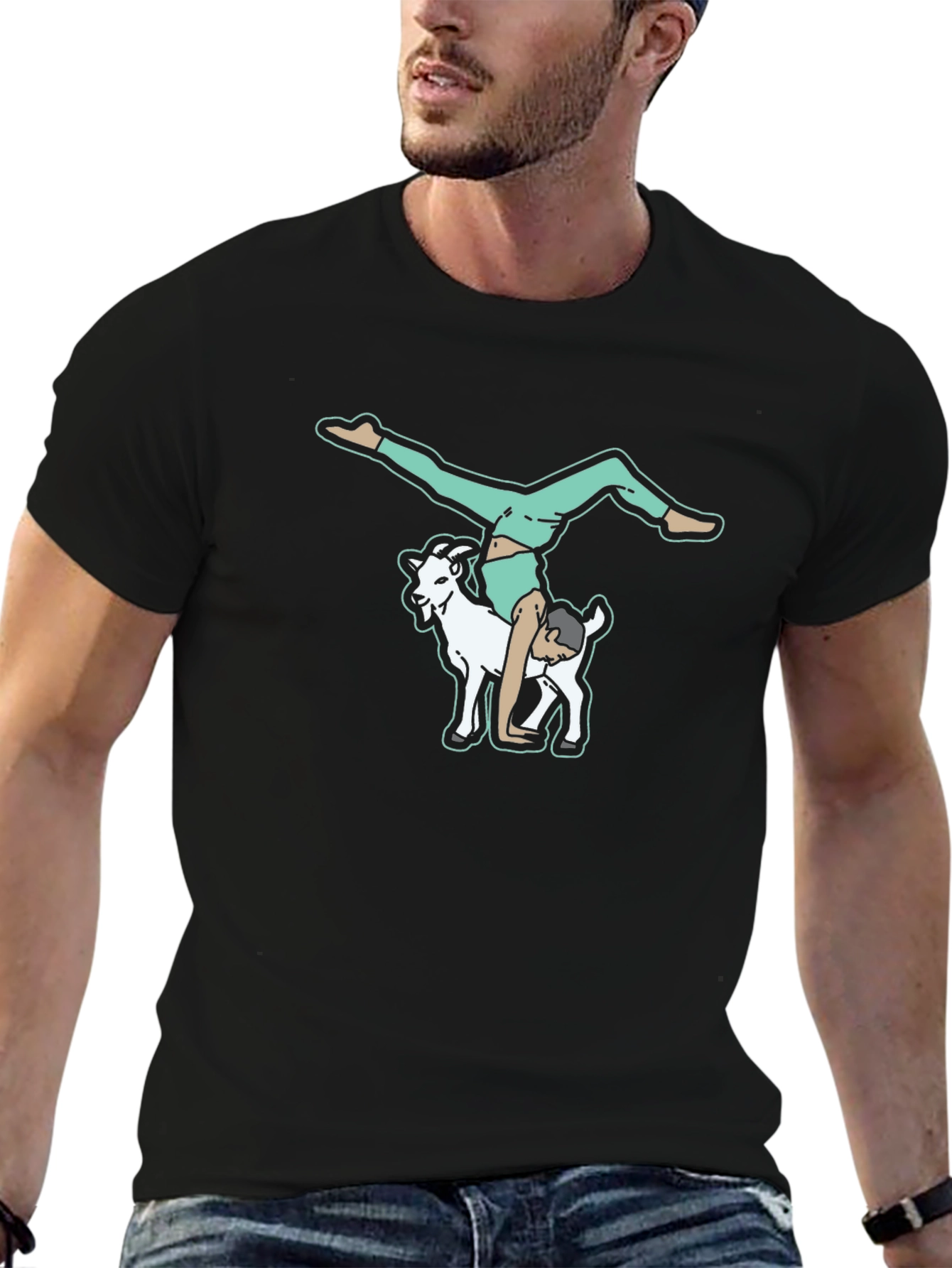 Black Goat Yoga T-Shirt - Quirky Graphic Tee view 6