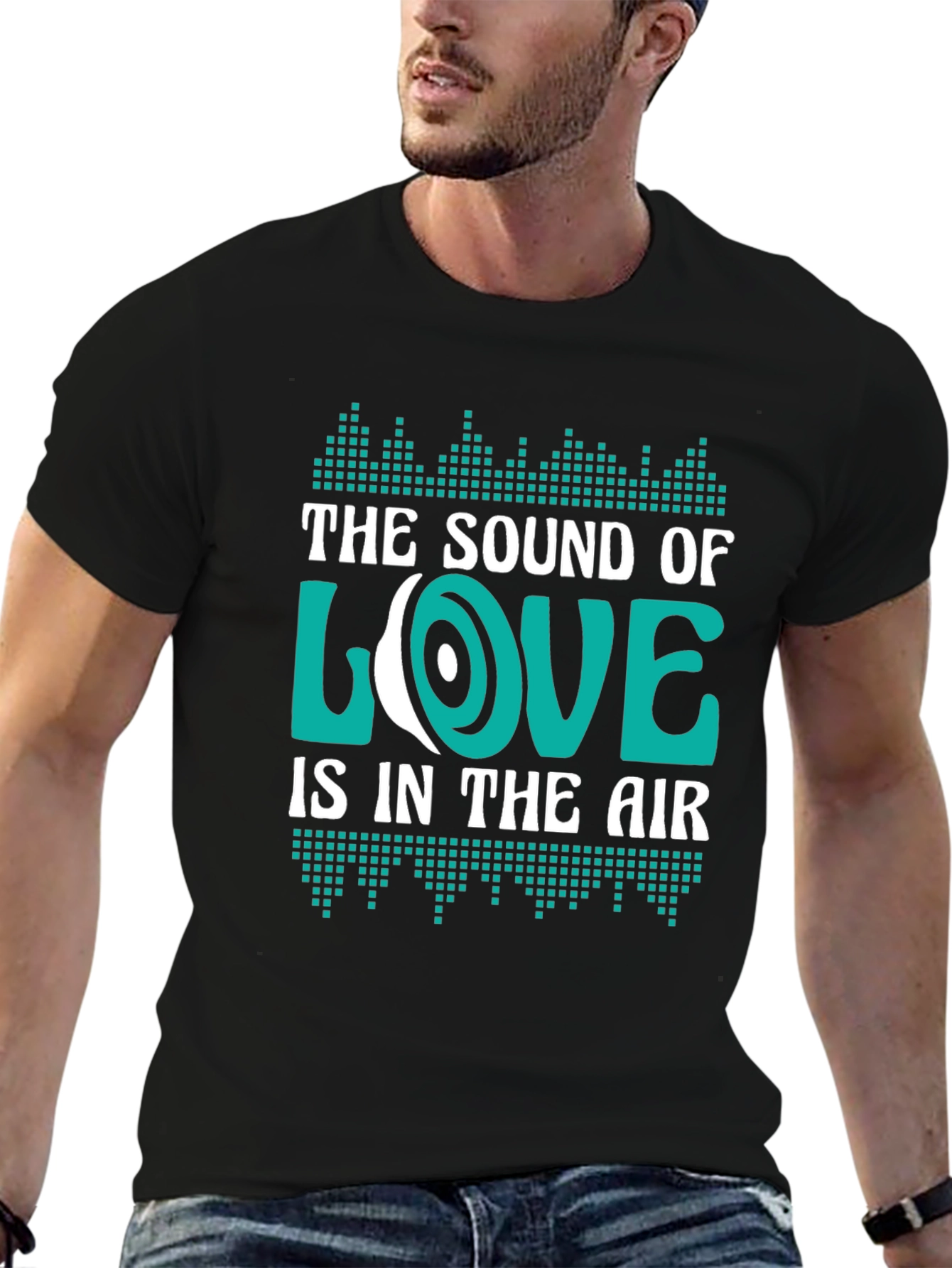Black Sound of Love Graphic Tee - Black Cotton Blend view 6