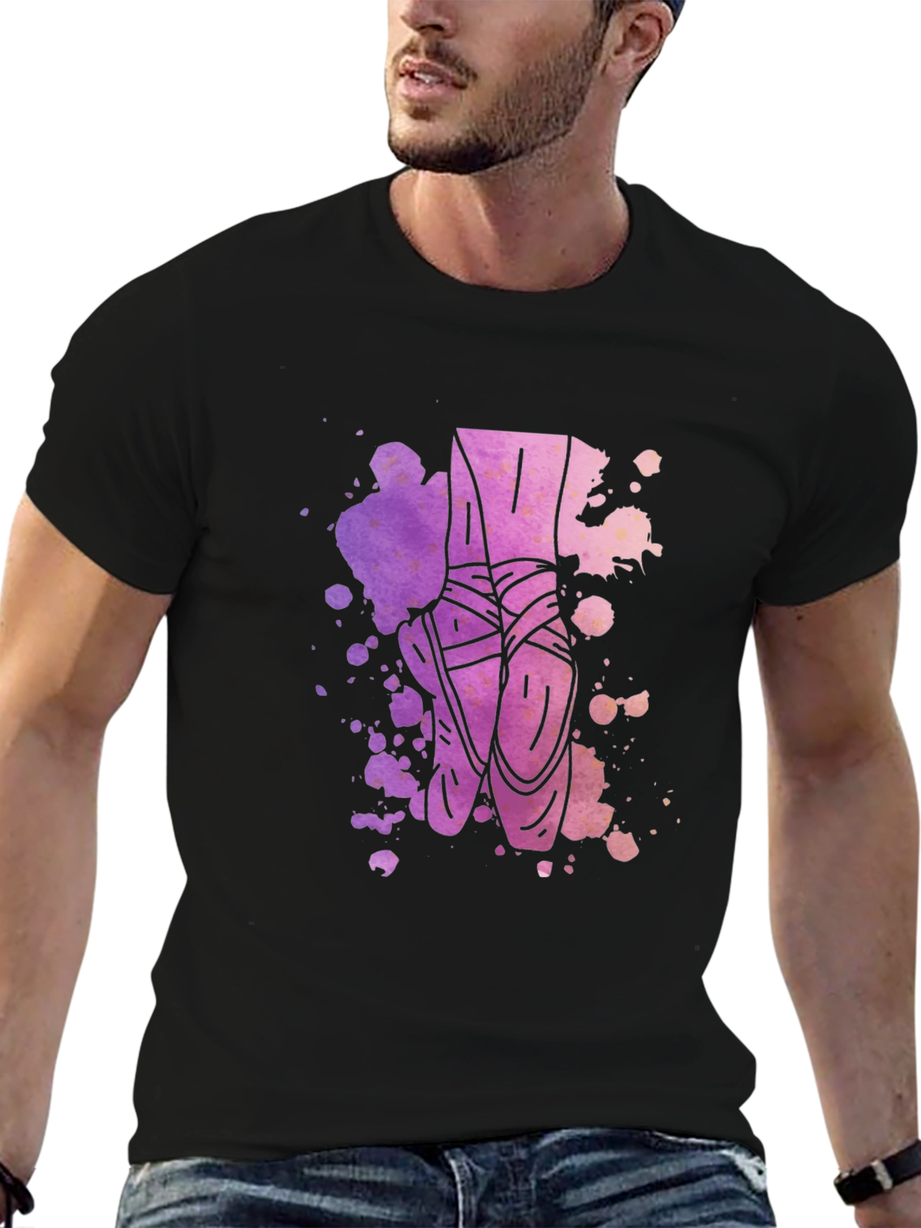 Black Ballet Pointe Shoes Graphic Tee - Artistic Design view 6