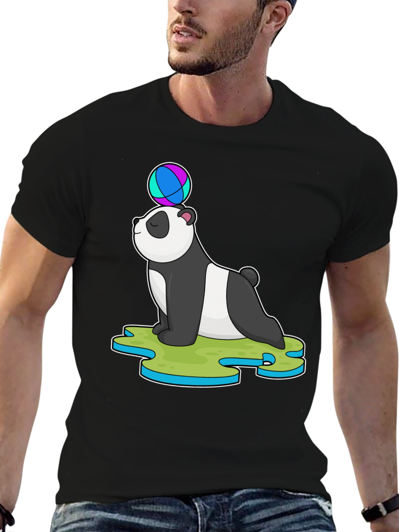 Black Panda Balancing Ball T-Shirt view 6
