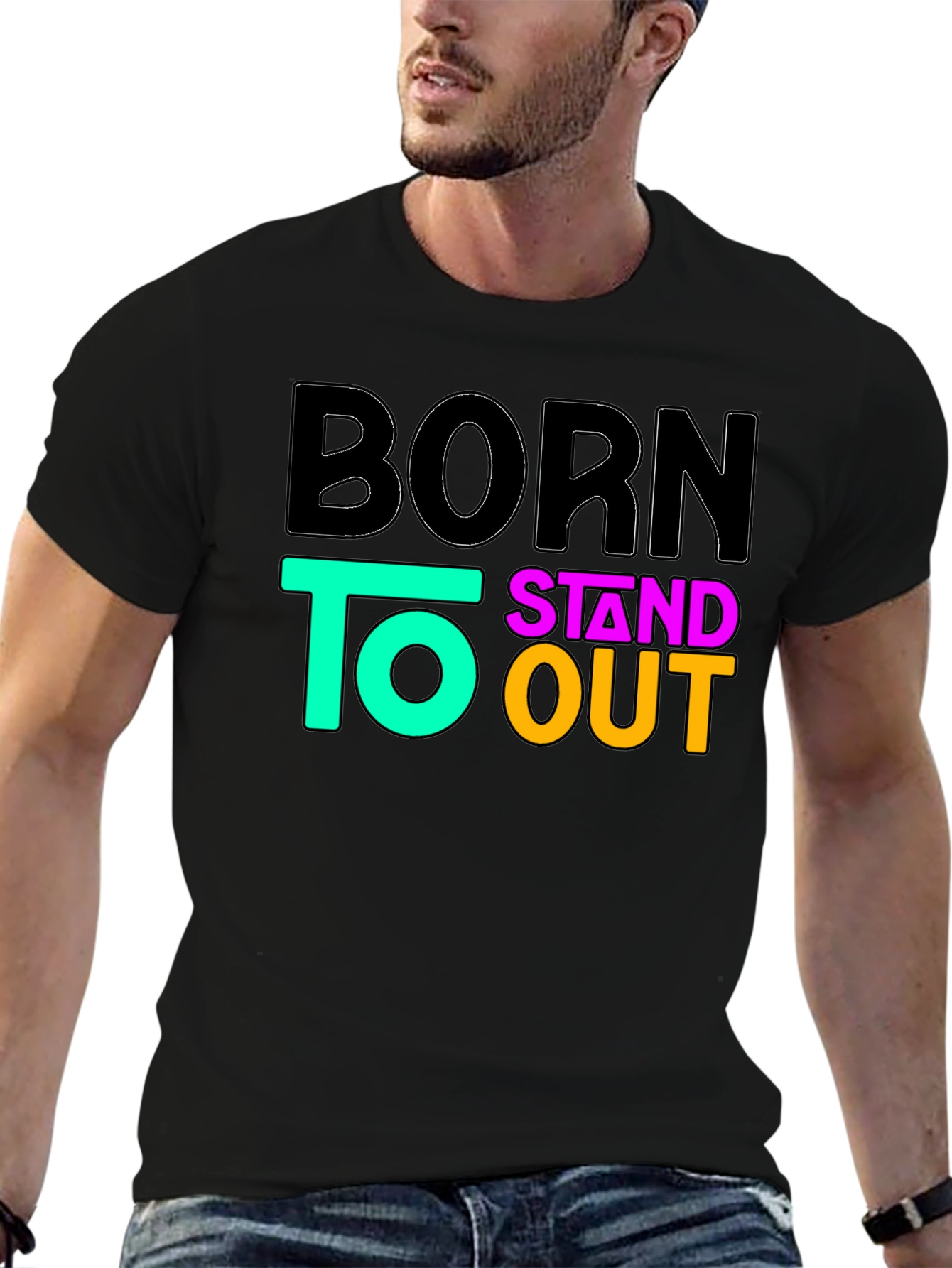Black Born to Stand Out Graphic Tee - Black view 6