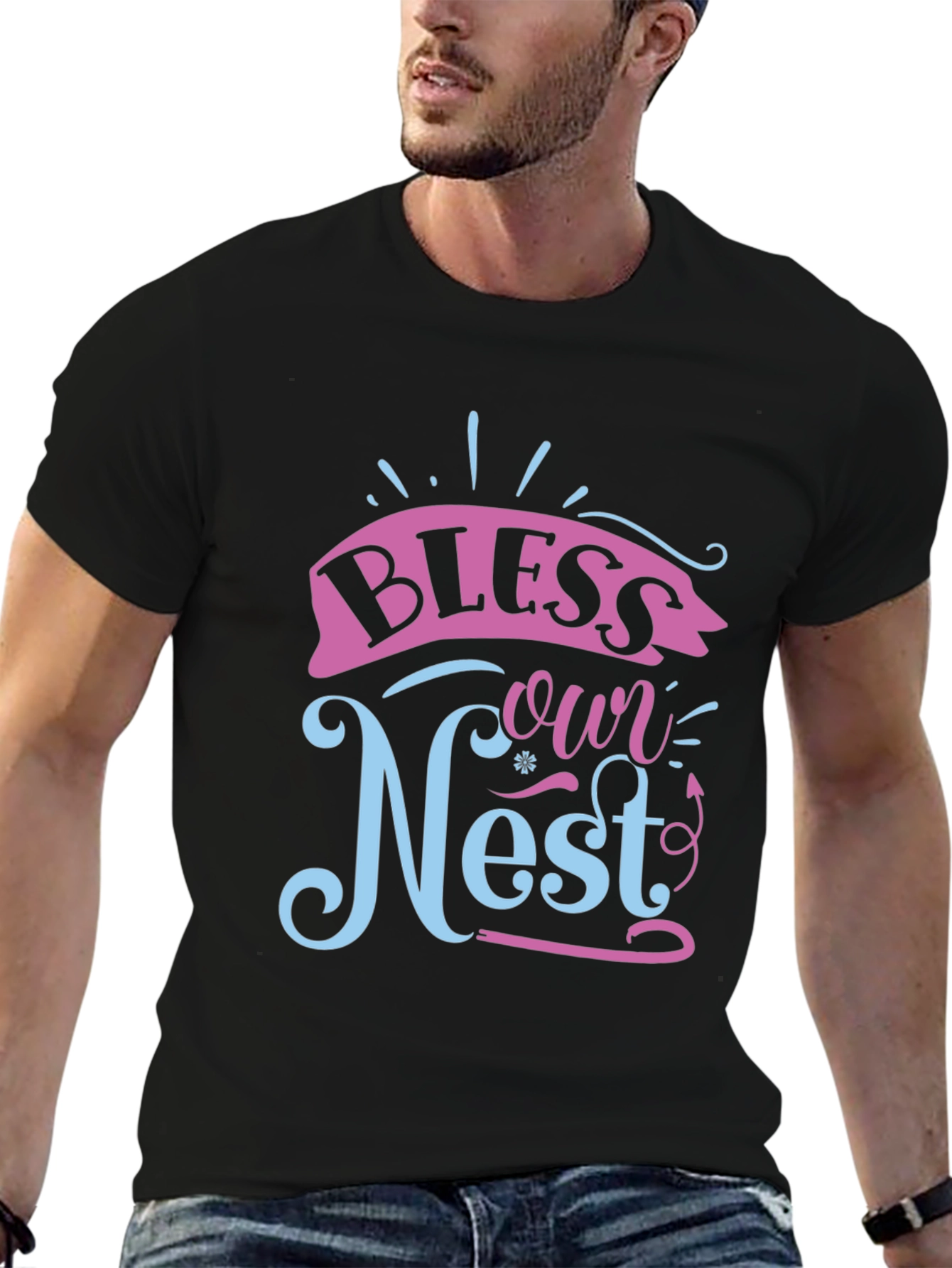 Black Bless Our Nest Graphic Tee view 6