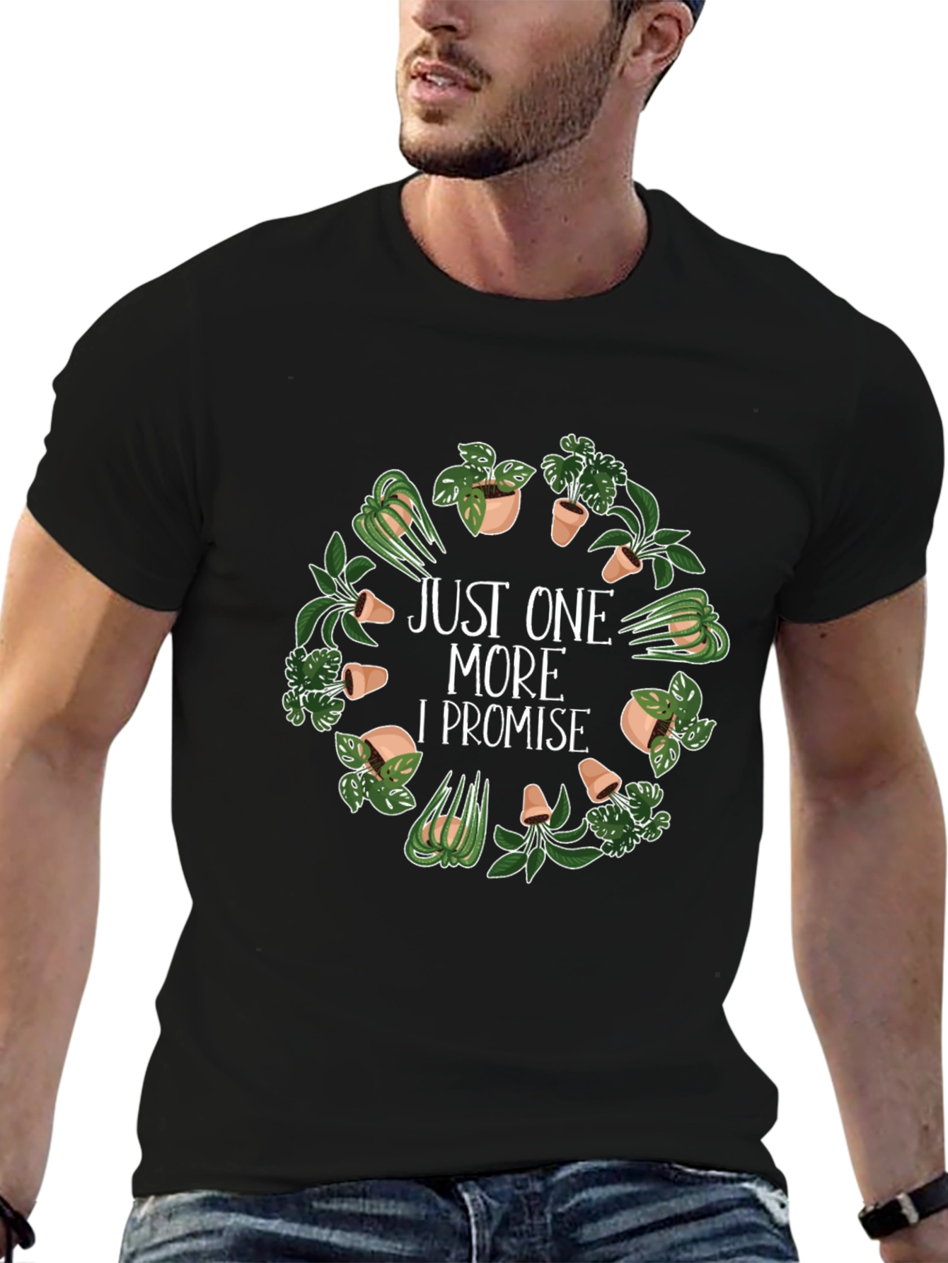 Black Just One More Plant T-Shirt - Black, Gardener's Gift view 6
