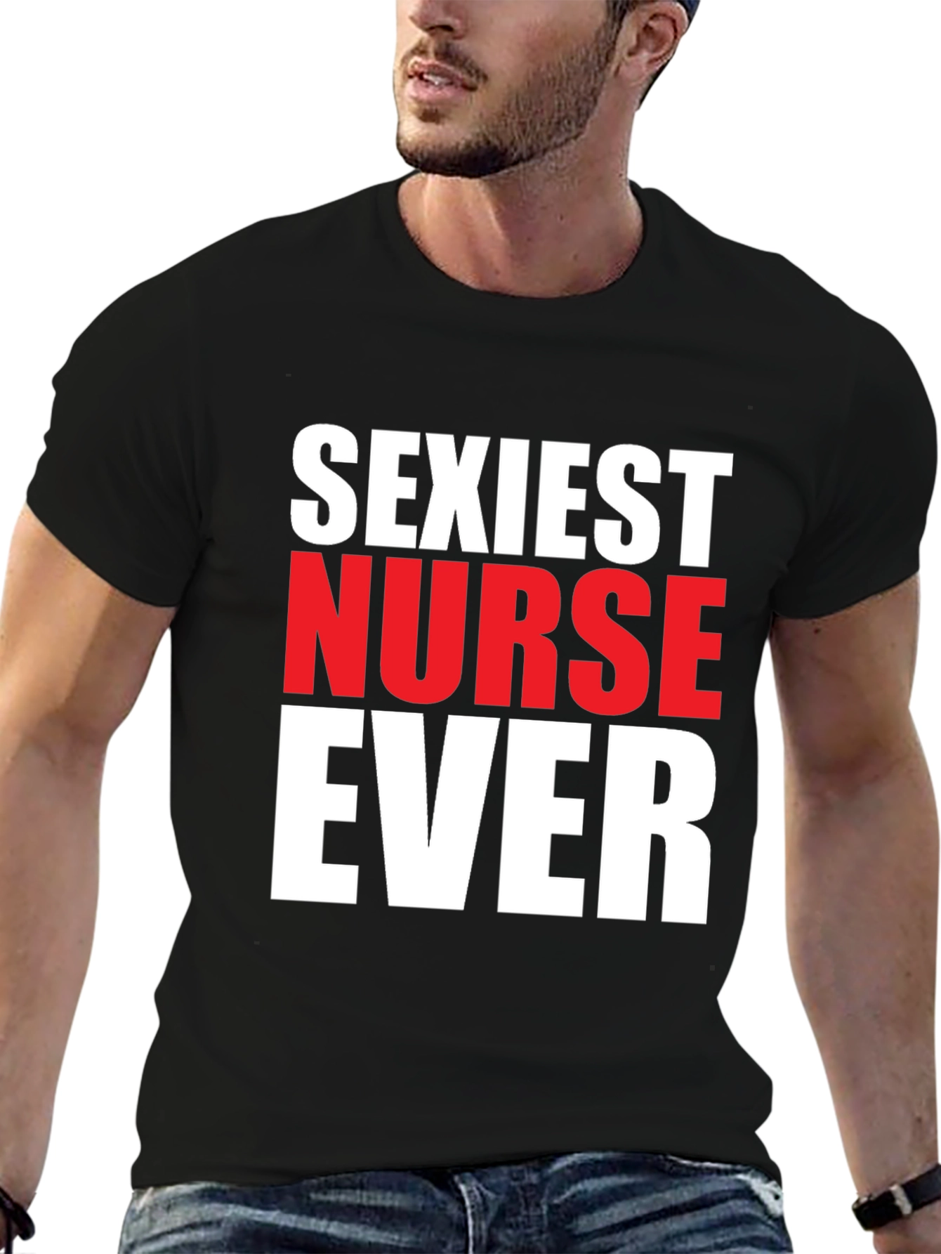 Black Sexiest Nurse Ever Graphic Tee - Black Cotton view 6
