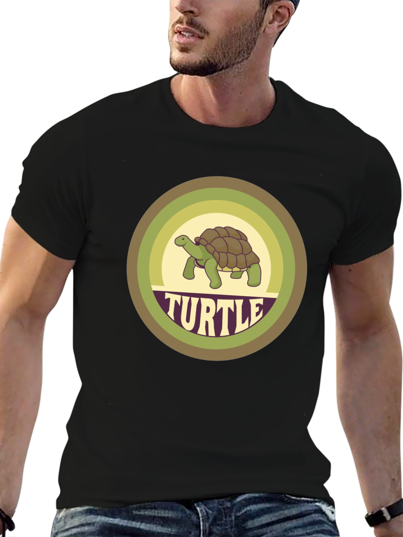 Black Retro Turtle Graphic T-Shirt view 6