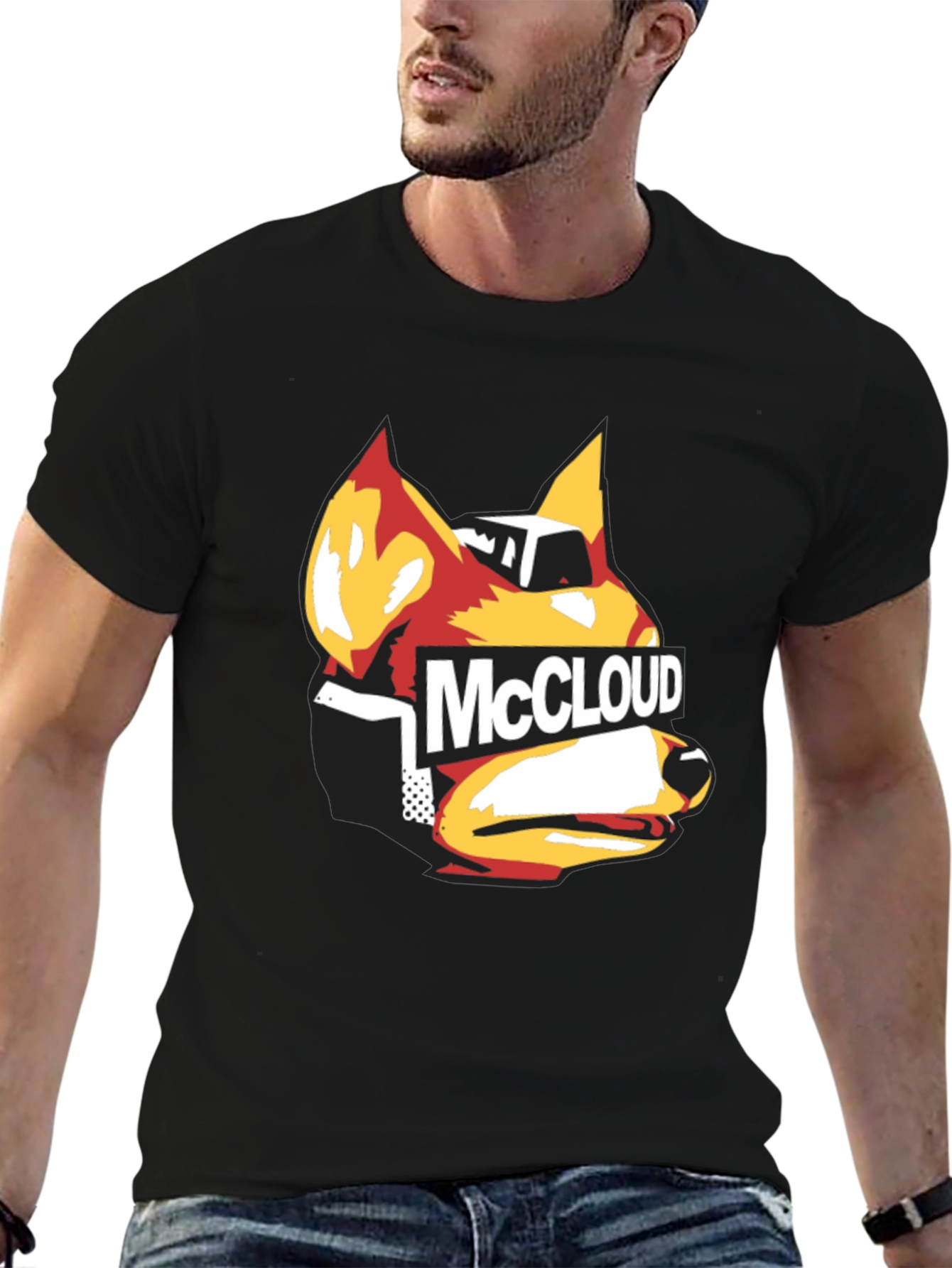 Black McCloud Fox Graphic Black T-Shirt view 6