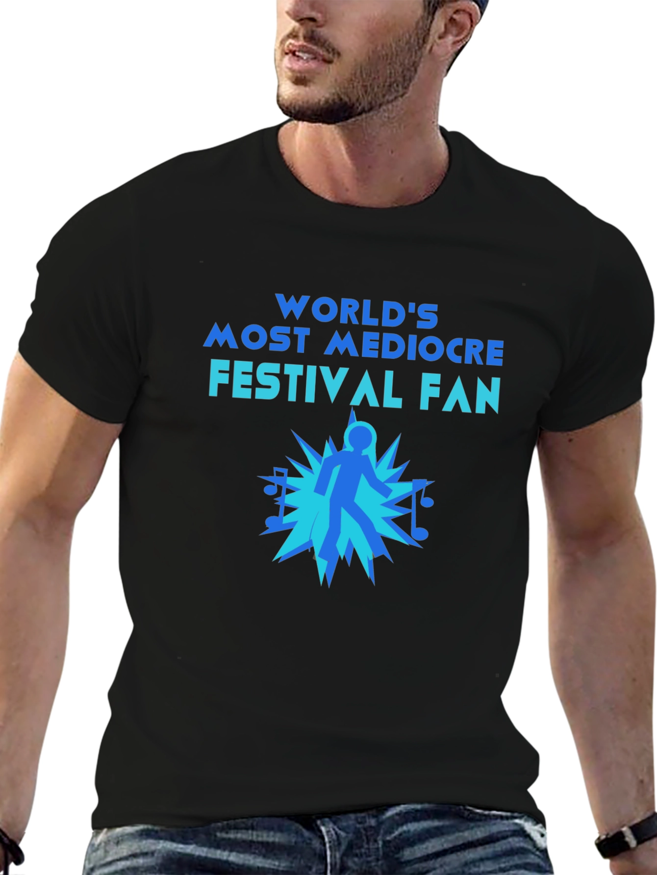 Black Mediocre Festival Fan T-Shirt - Music Lover Tee view 6