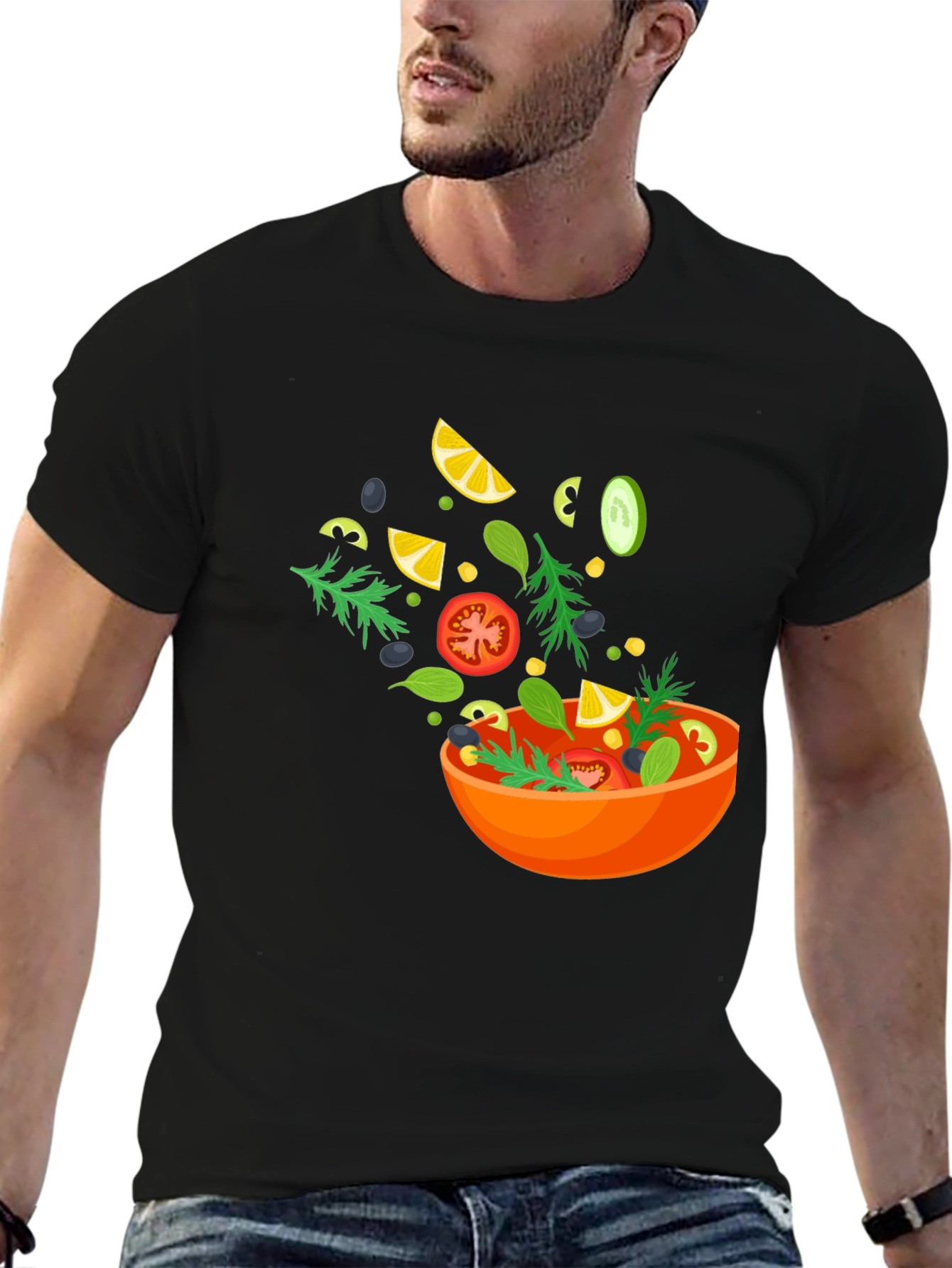 Black Salad Graphic Black T-Shirt view 6