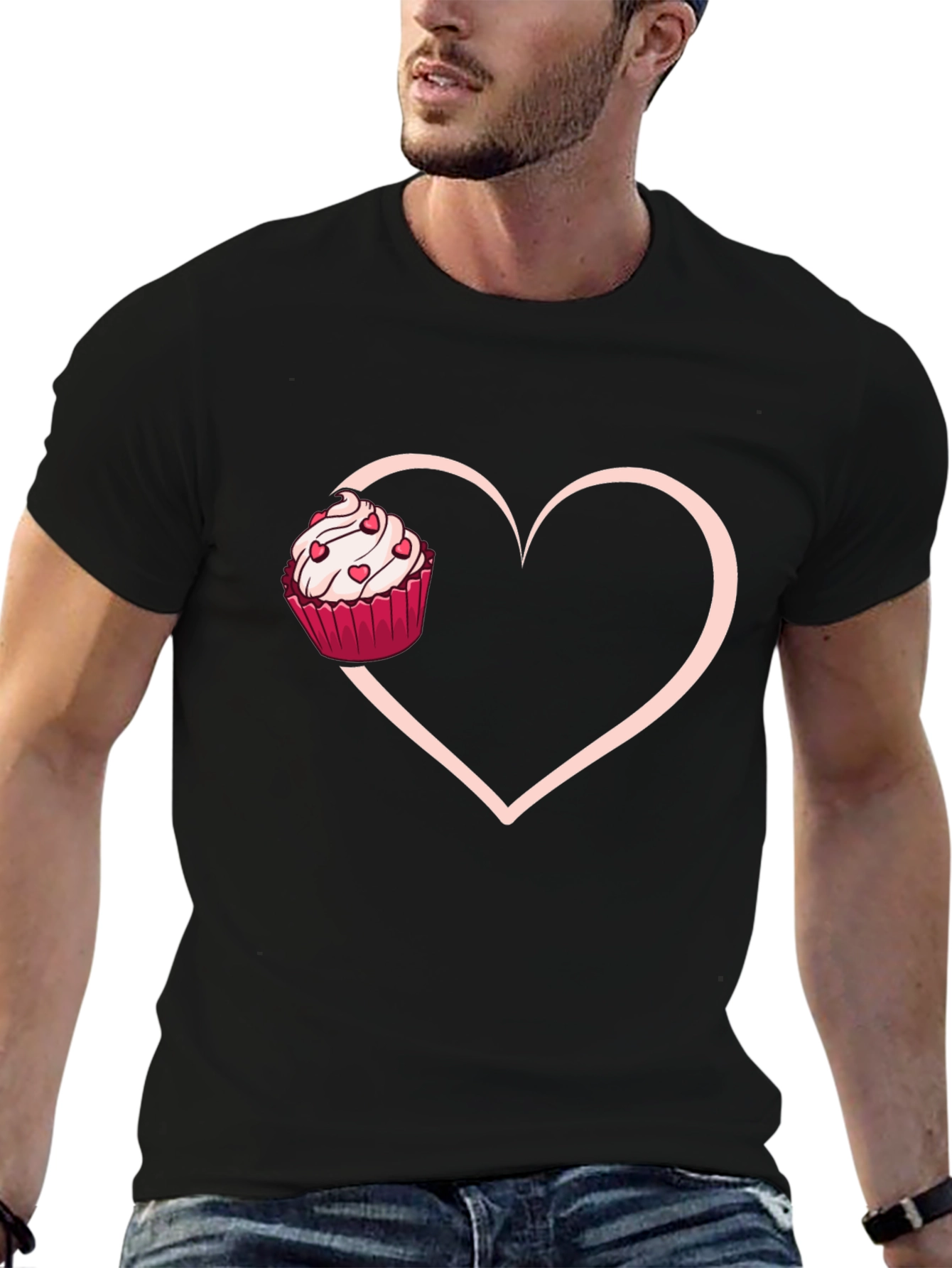 Black Cupcake Heart Graphic Tee - Sweet Love T-Shirt view 6