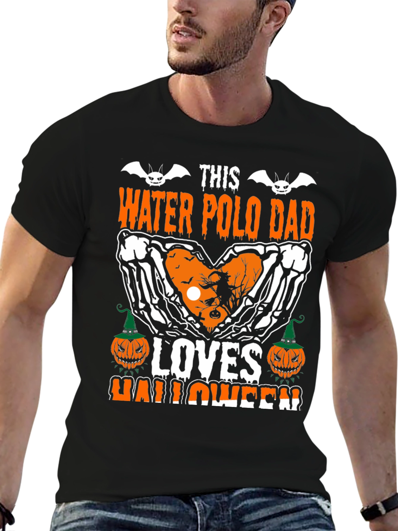 Black Water Polo Dad Halloween T-Shirt view 6