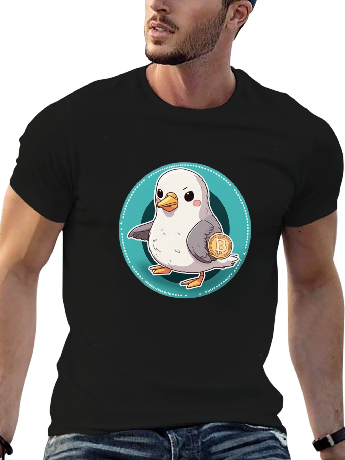 Black Bitcoin Bird Tee - Crypto Lover's Style view 6
