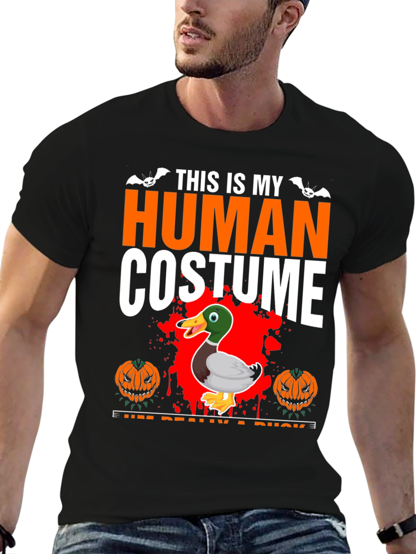 Black This Is My Human Costume I'm Really a Duck T-Shirt view 6