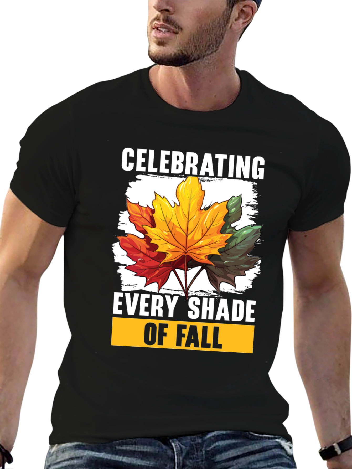 Black Fall Leaves T-Shirt - Celebrating Every Shade of Fall view 6