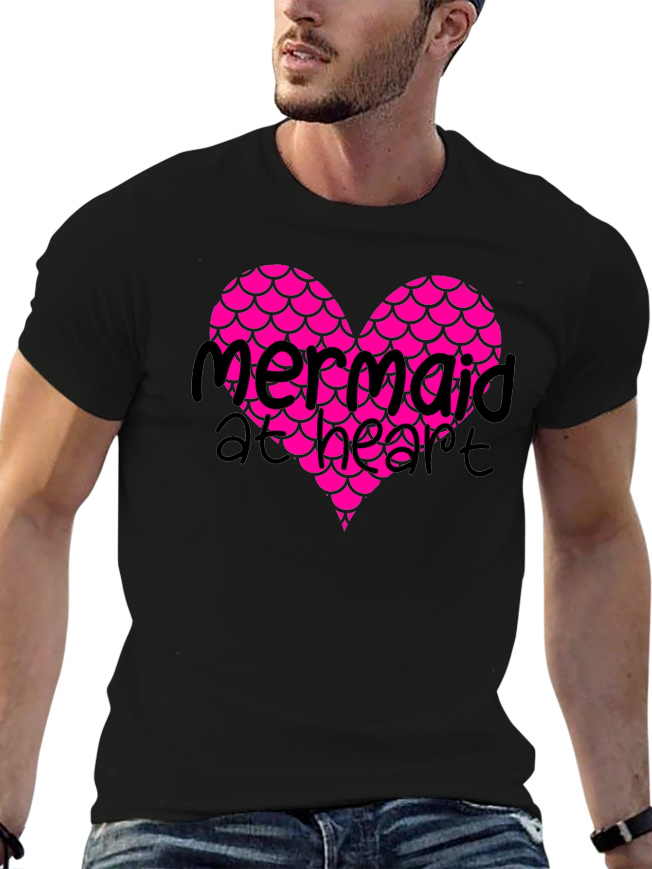 Black Mermaid at Heart Black Graphic T-Shirt view 6