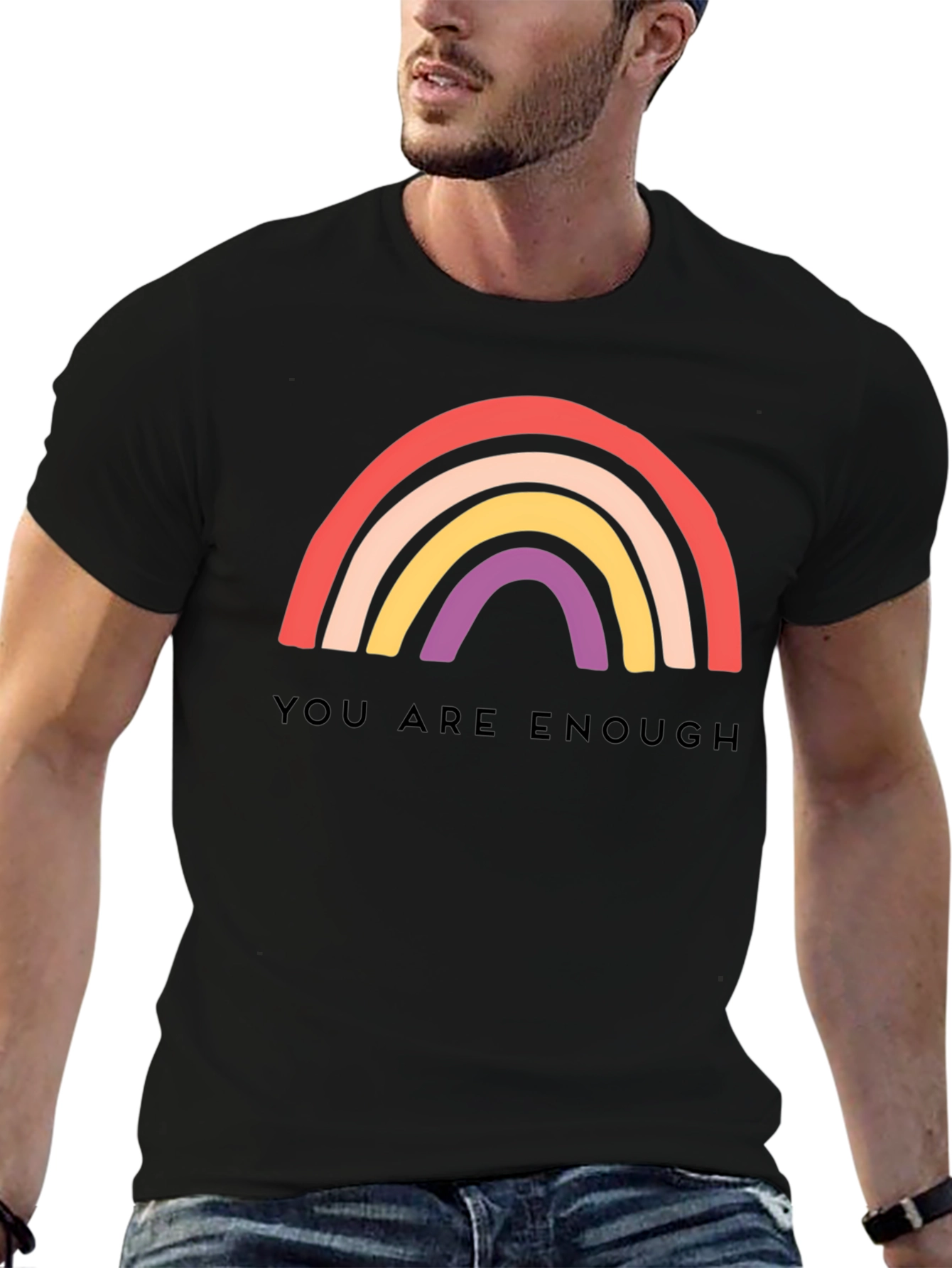 Black You Are Enough Rainbow Graphic Tee view 6