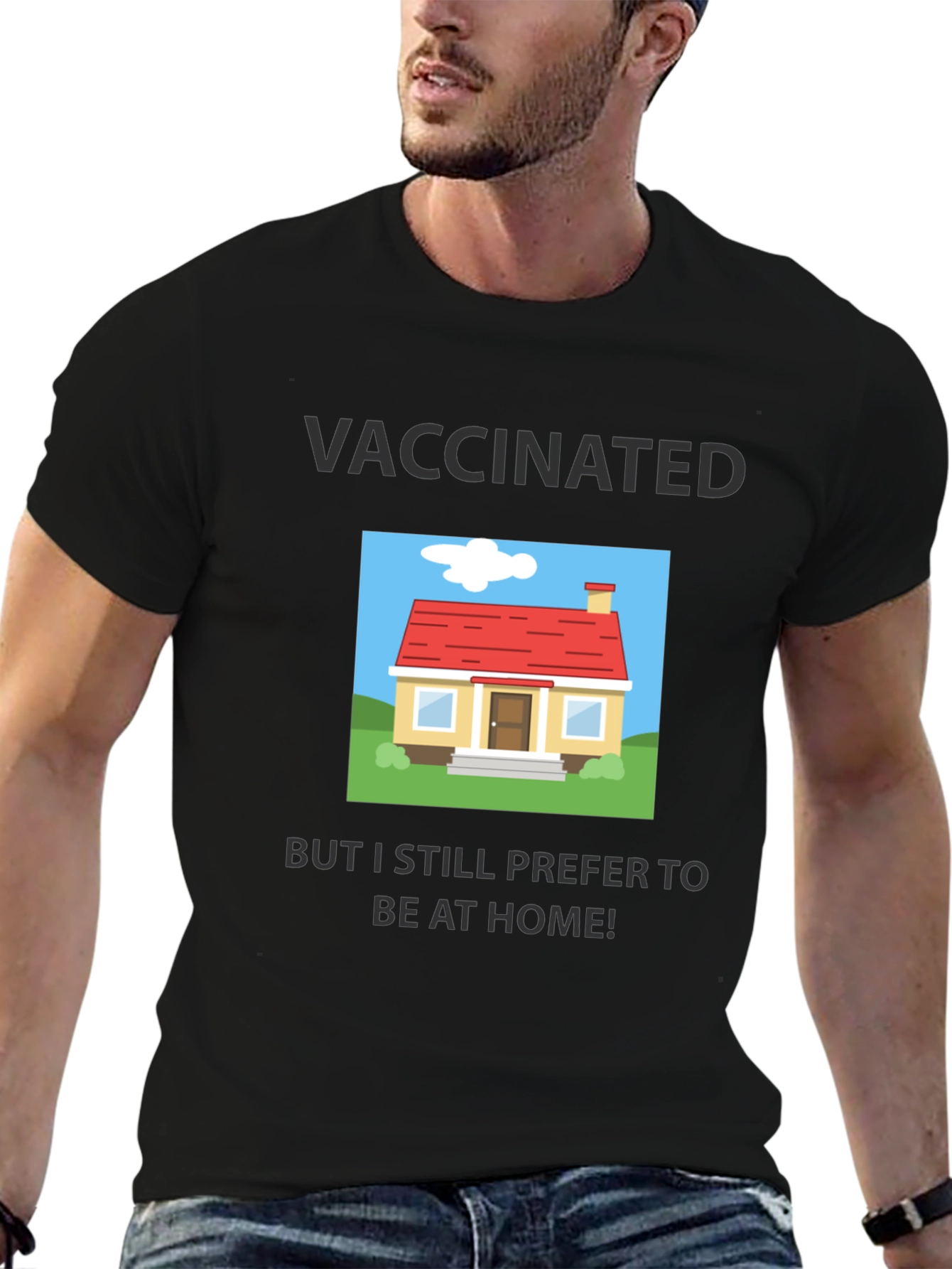 Black Vaccinated Stay-at-Home T-Shirt view 6