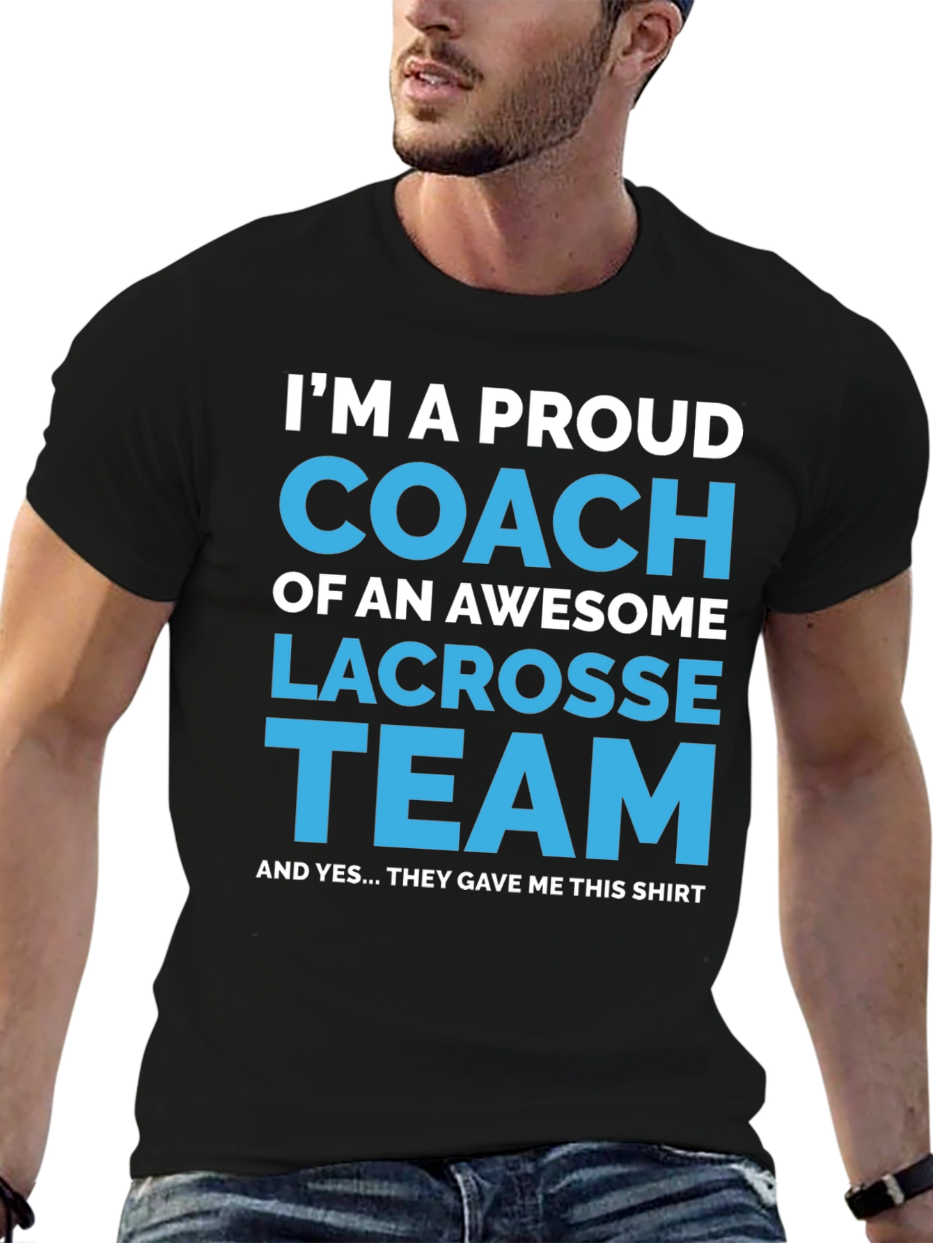 Black Proud Lacrosse Coach T-Shirt - Gift for Coaches view 6