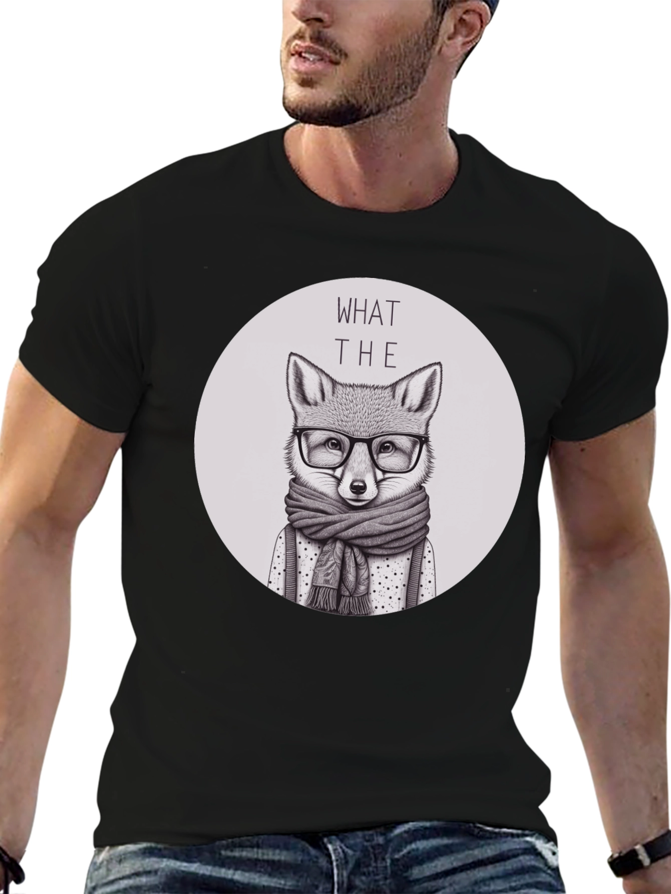 Black What the Fox T-Shirt - Novelty Animal Tee view 6