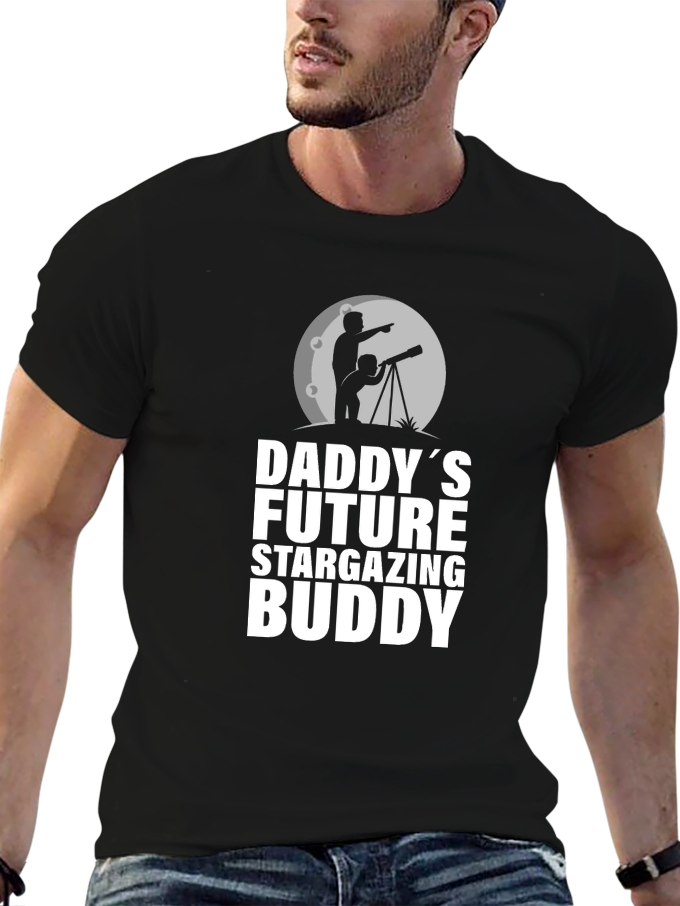 Black Daddy's Future Stargazing Buddy Black T-Shirt view 6