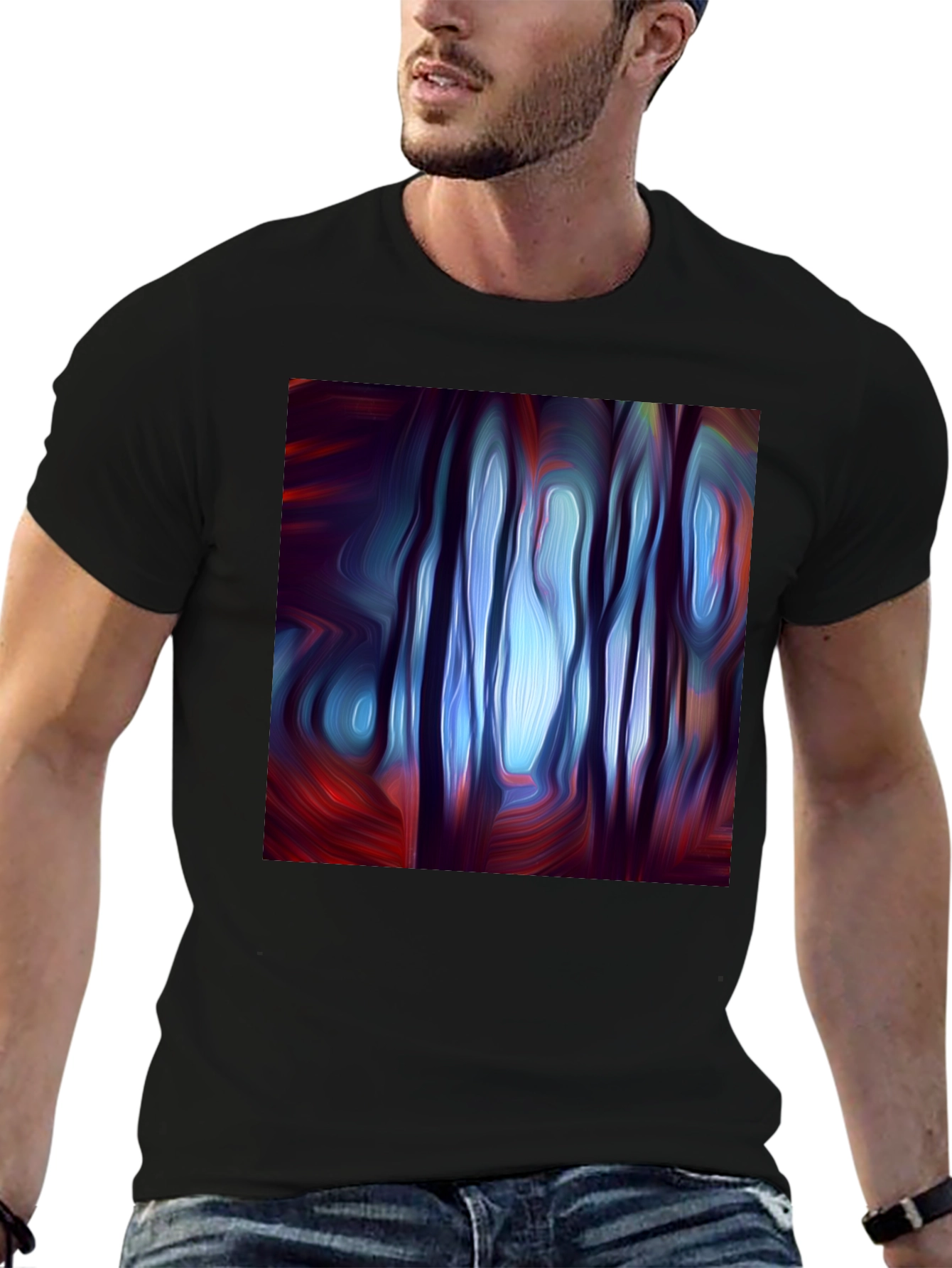 Black Abstract Forest Art T-Shirt view 6