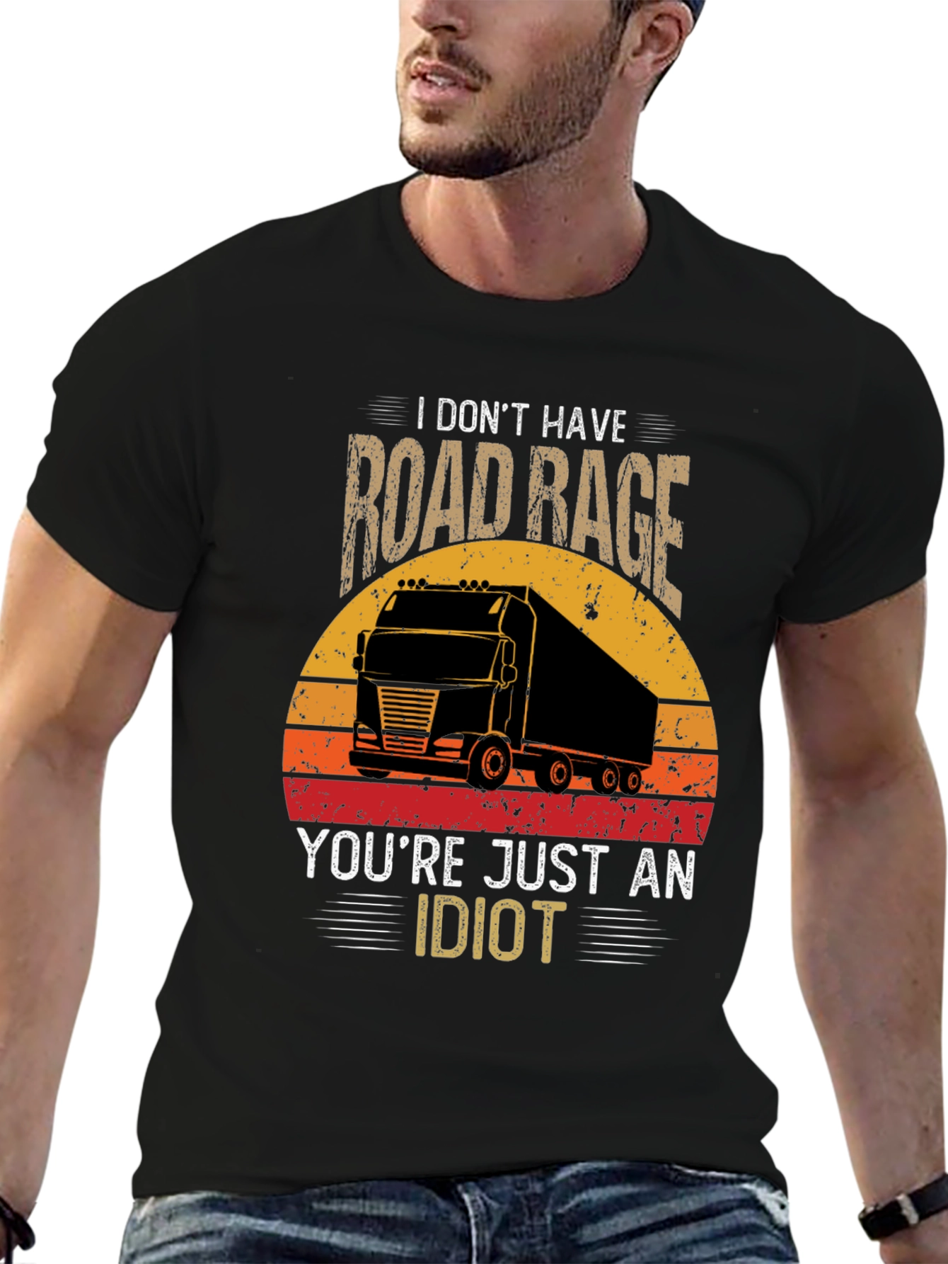 Black Road Rage Trucker T-Shirt - Funny Graphic Tee view 6