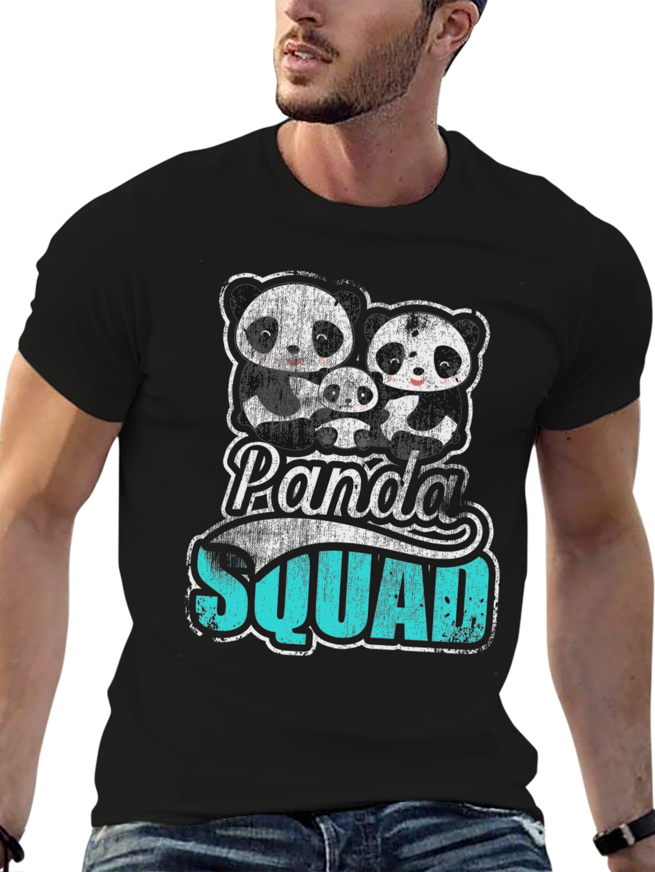 Black Panda Squad Graphic Tee - Cute Family T-Shirt view 6