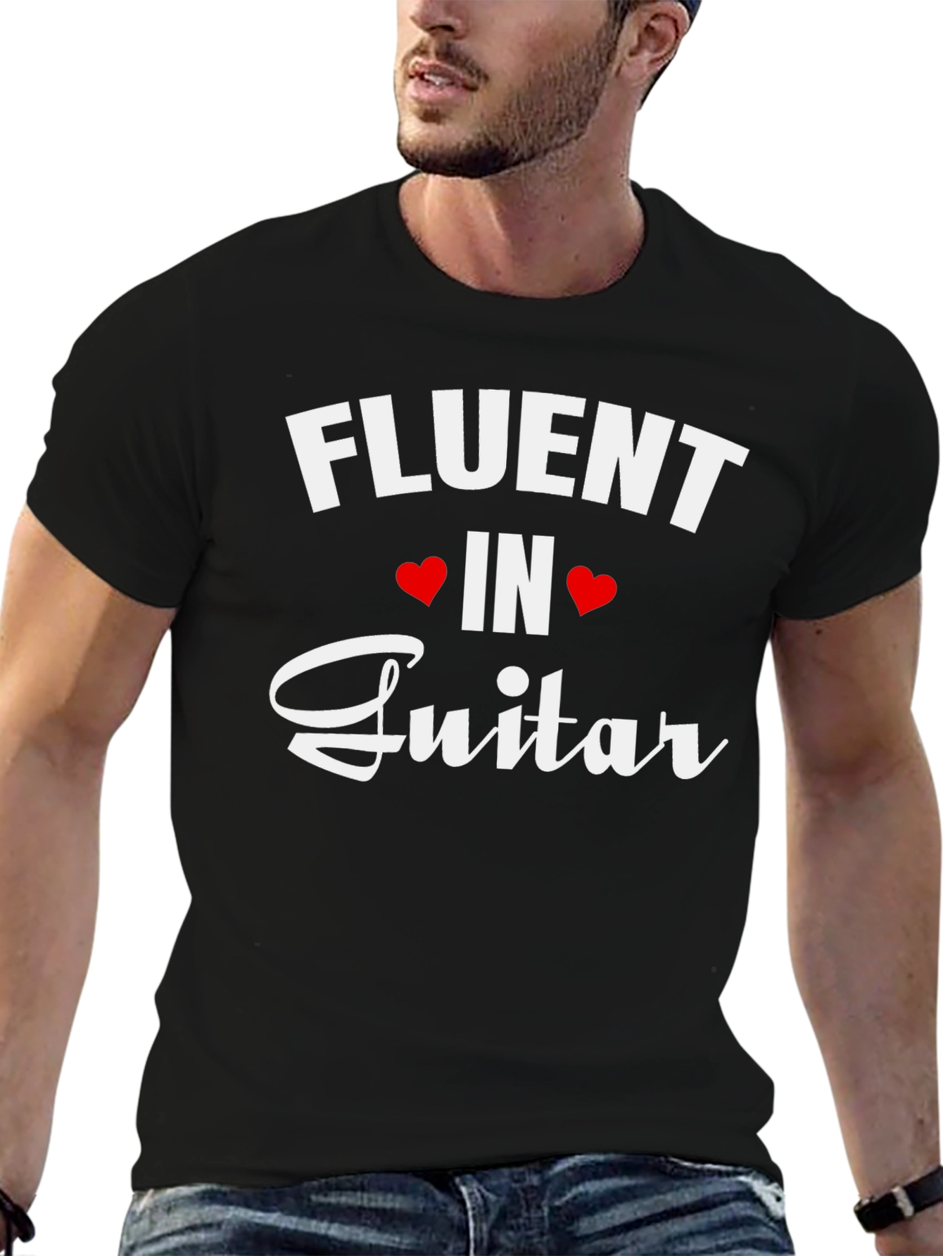 Black Fluent in Guitar T-Shirt - Music Lover Tee view 6