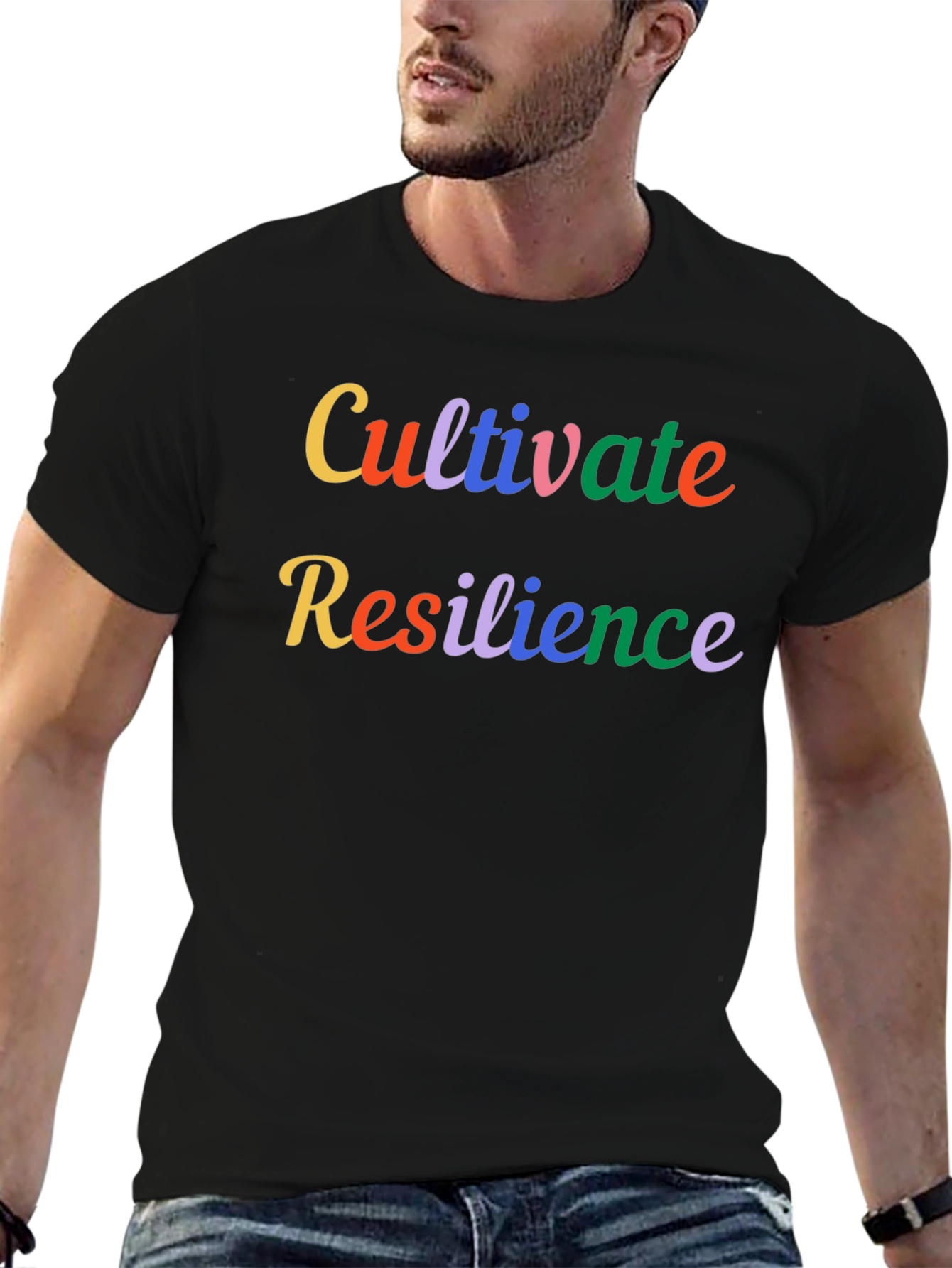 Black Cultivate Resilience Black Graphic Tee view 6
