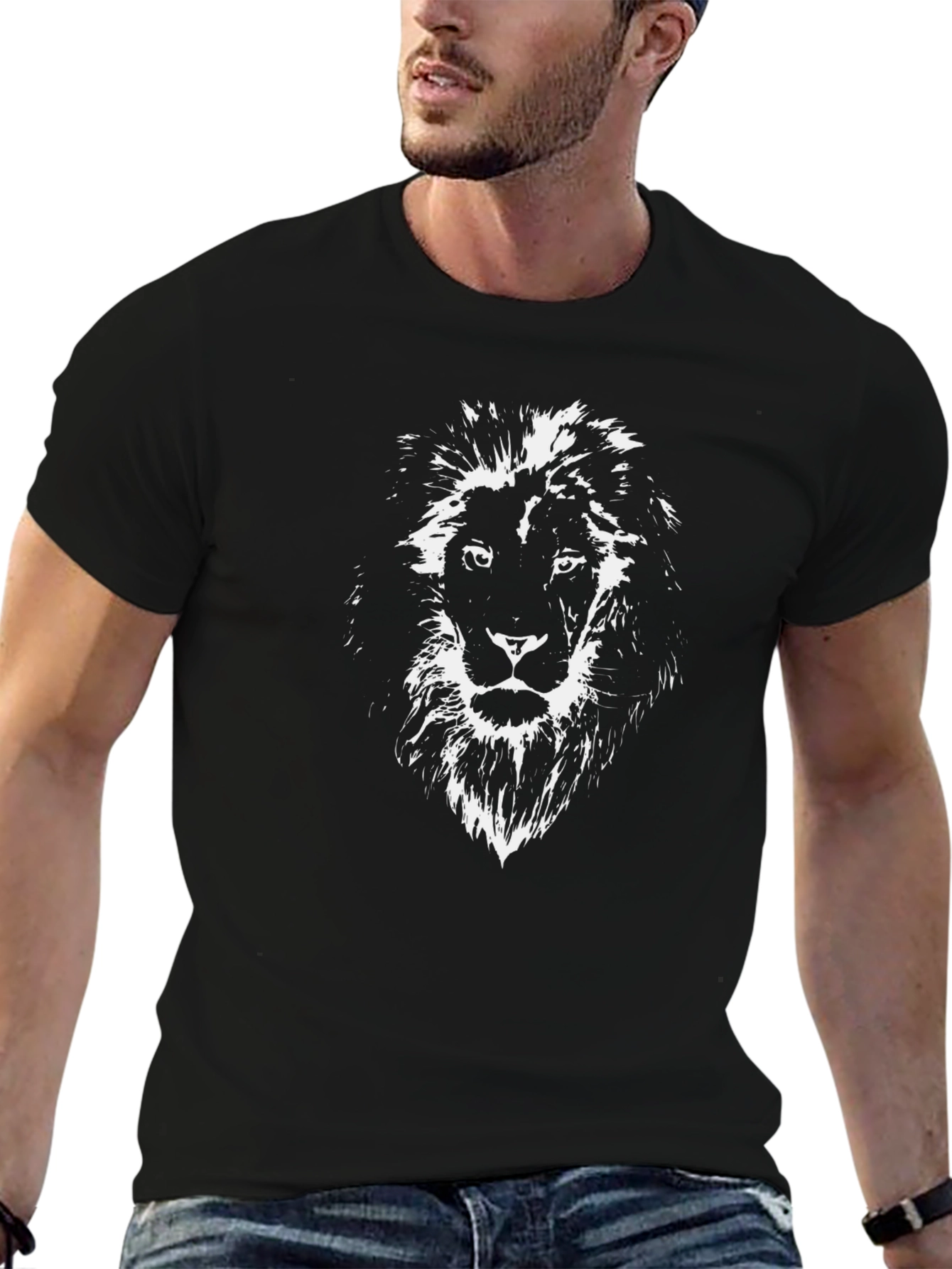 Black Lion Graphic Black T-Shirt view 6