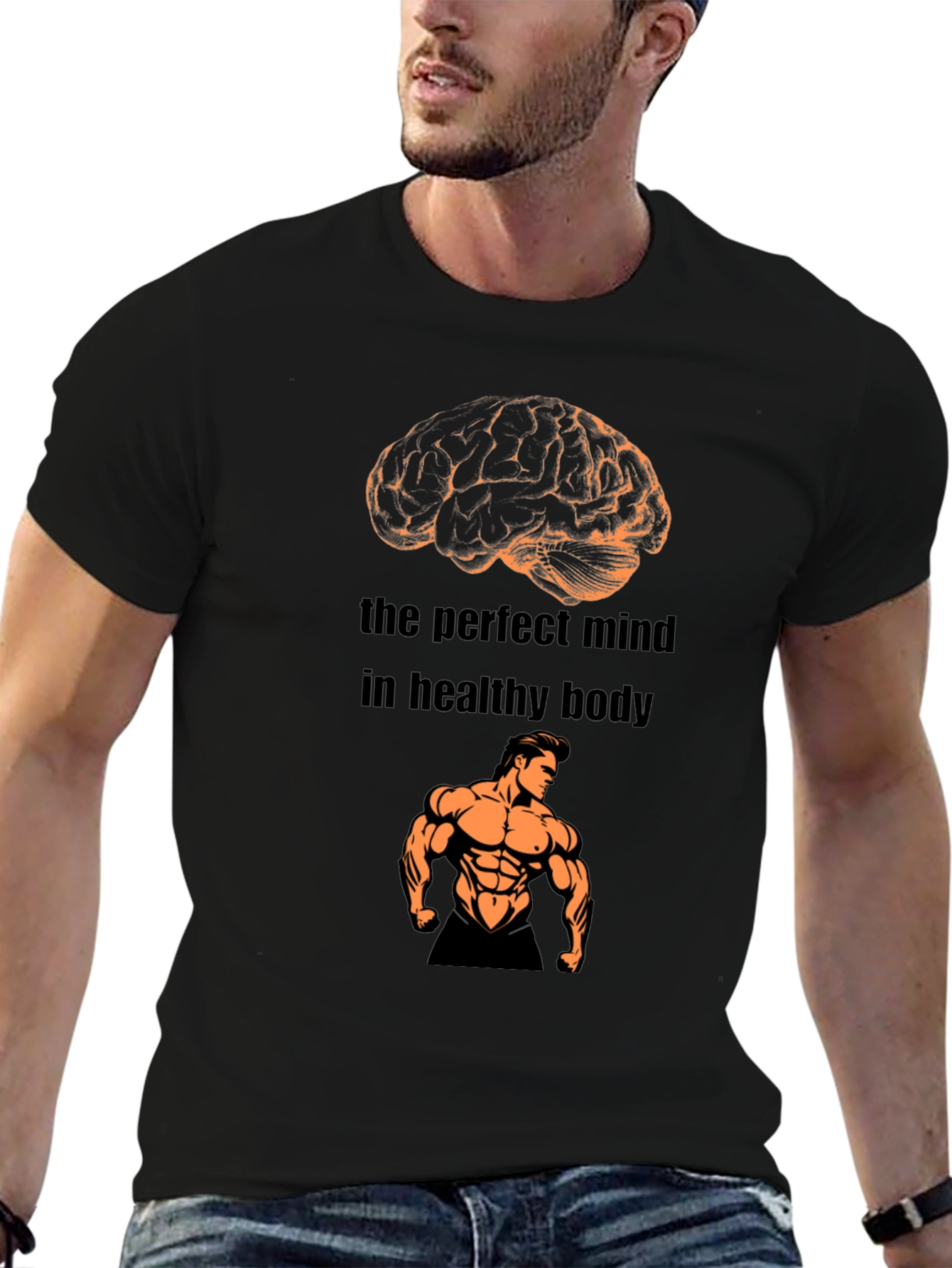 Black Mind & Body T-Shirt: The Perfect Mind in Healthy Body view 6