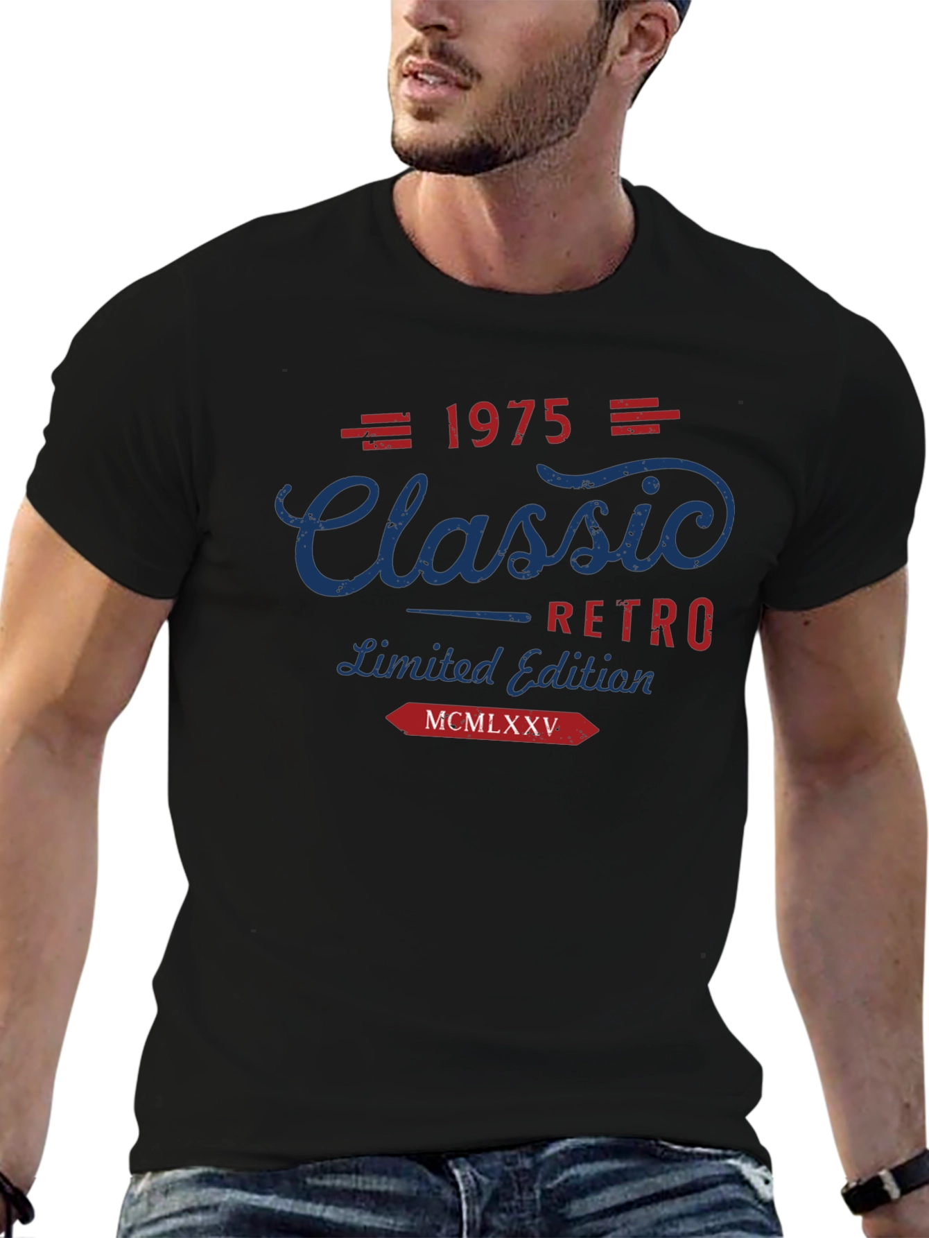 Black Classic Retro 1975 Limited Edition Graphic Tee view 6
