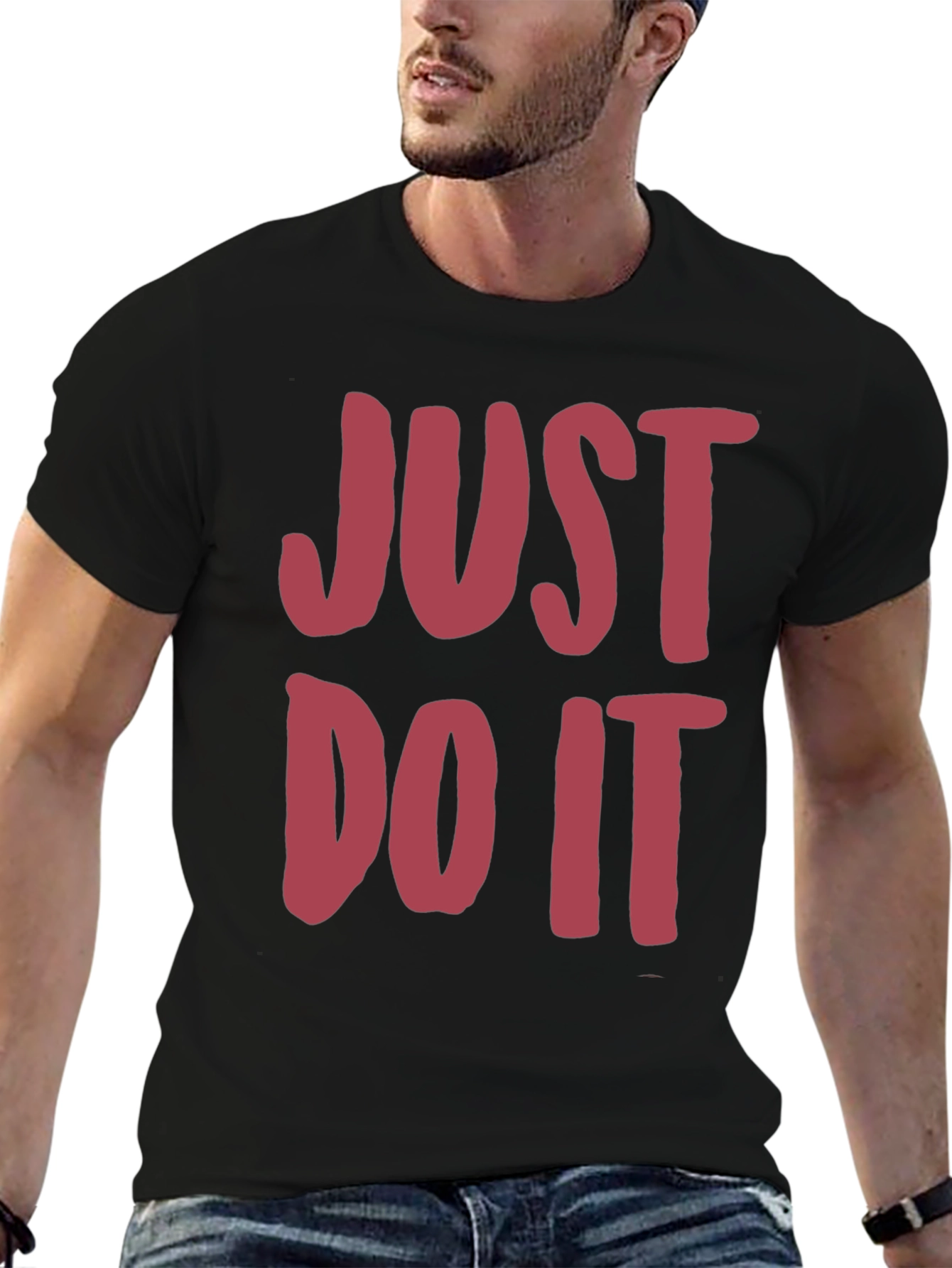 Black Just Do It Men's Black Graphic Tee view 6