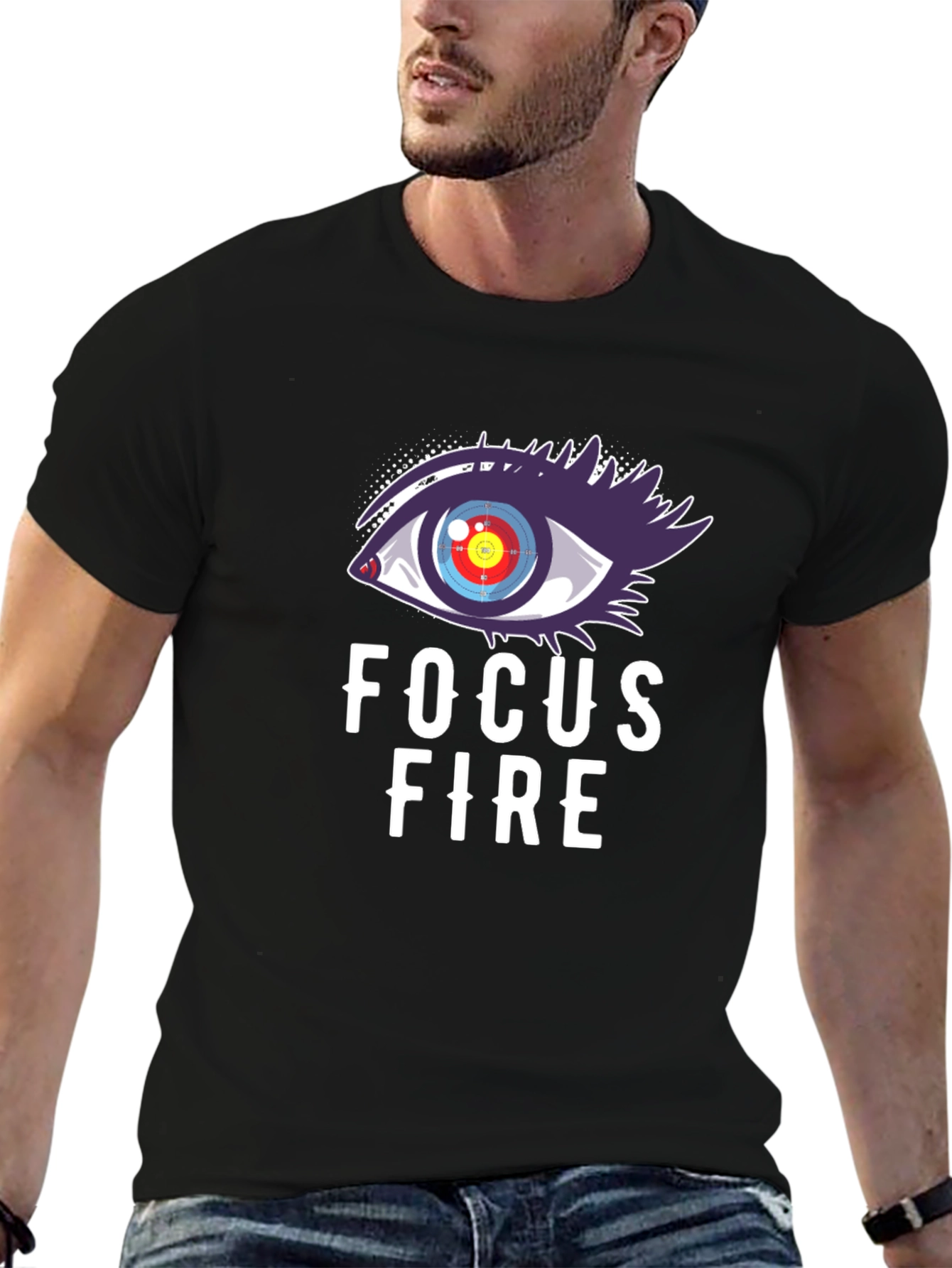 Black Focus Fire Graphic Tee - Eye Target T-Shirt view 6