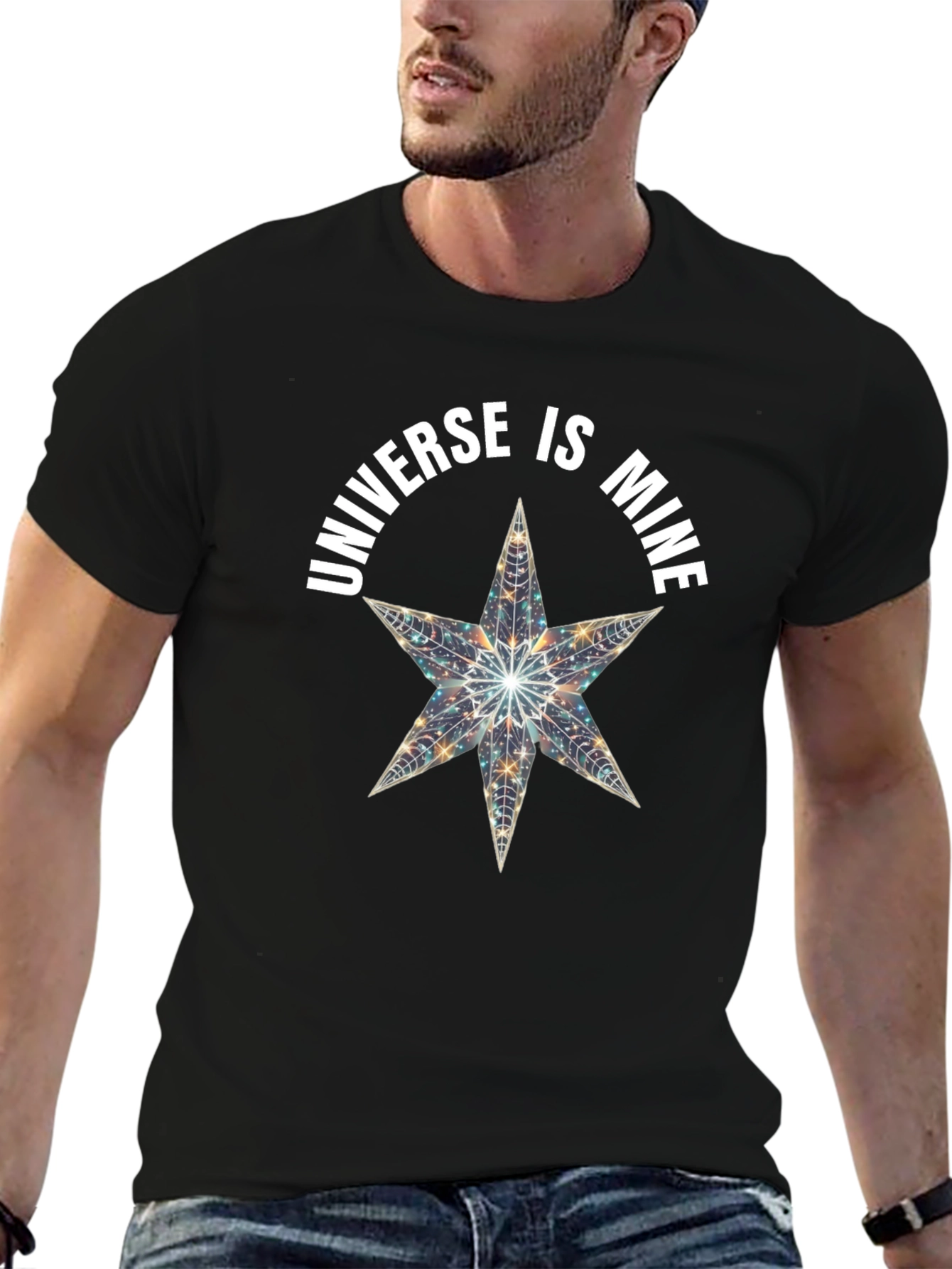 Black Universe is Mine Star Graphic Black T-Shirt view 6