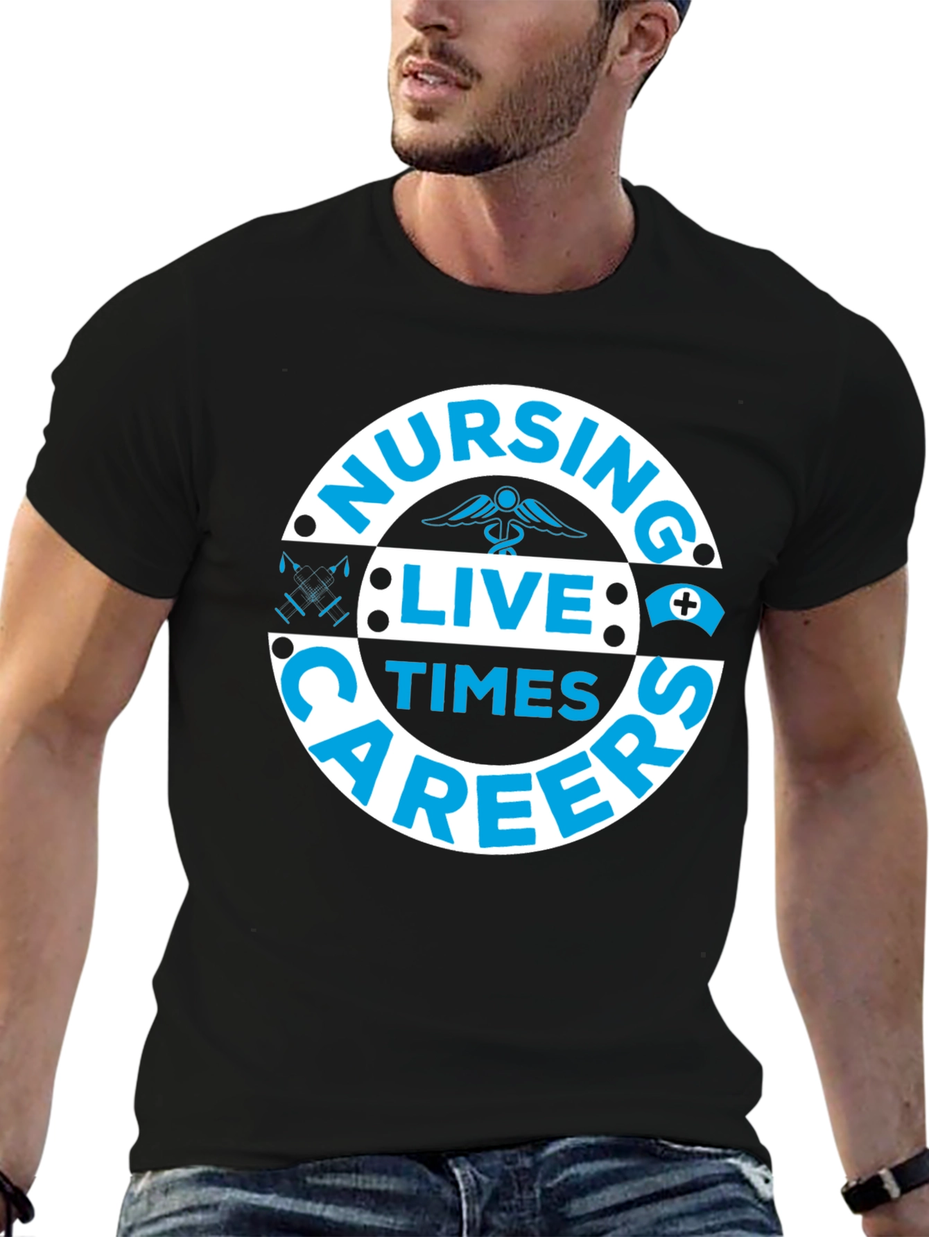 Black Nursing Live Times Career Tee - Black view 6