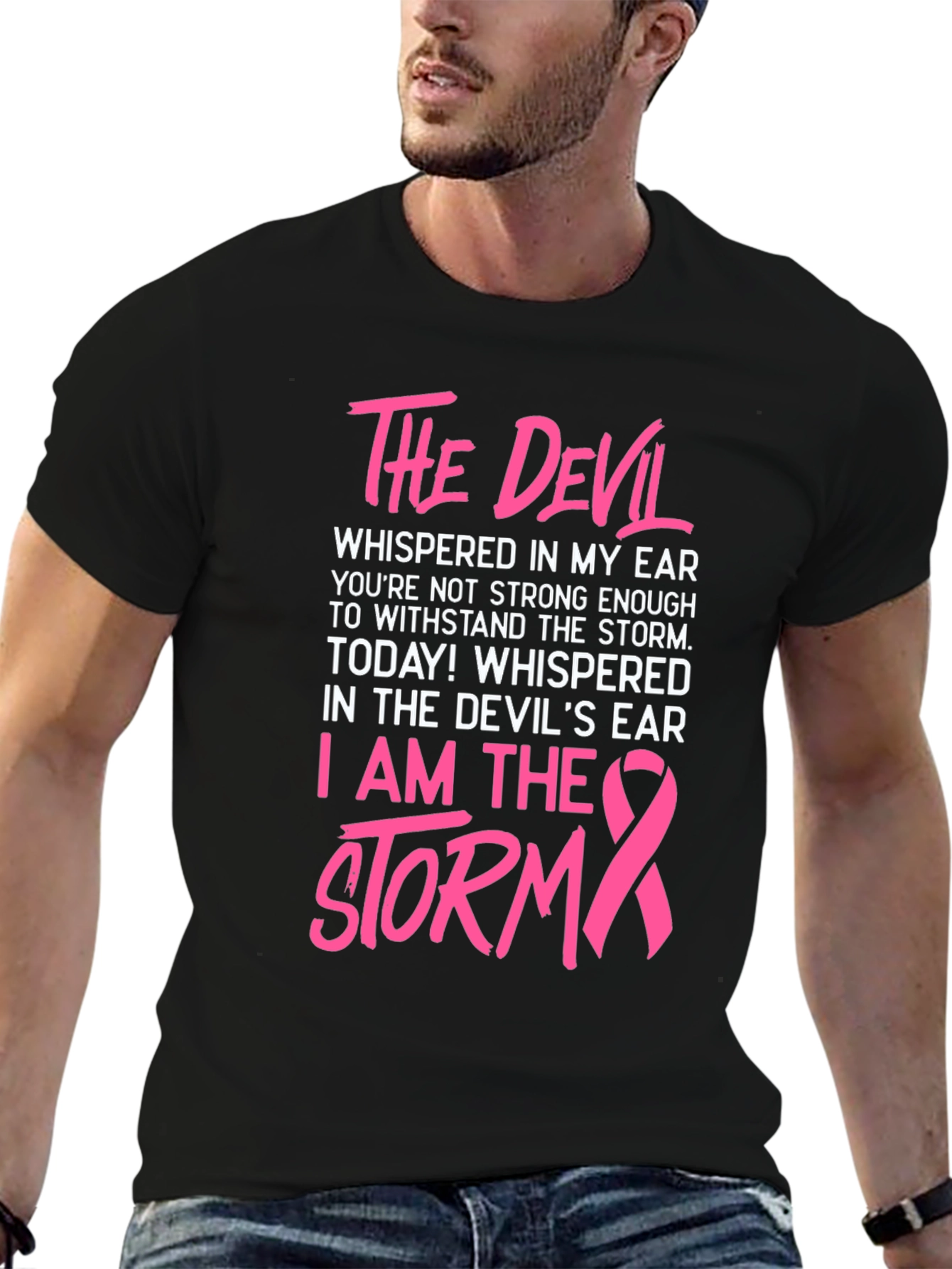 Black The Devil Whispered Graphic T-Shirt view 6