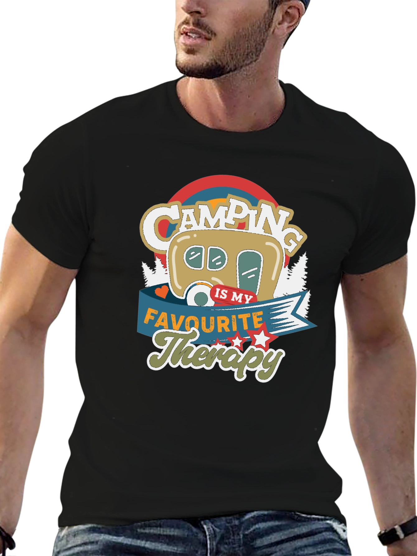 Black Camping Is My Favourite Therapy T-shirt view 6