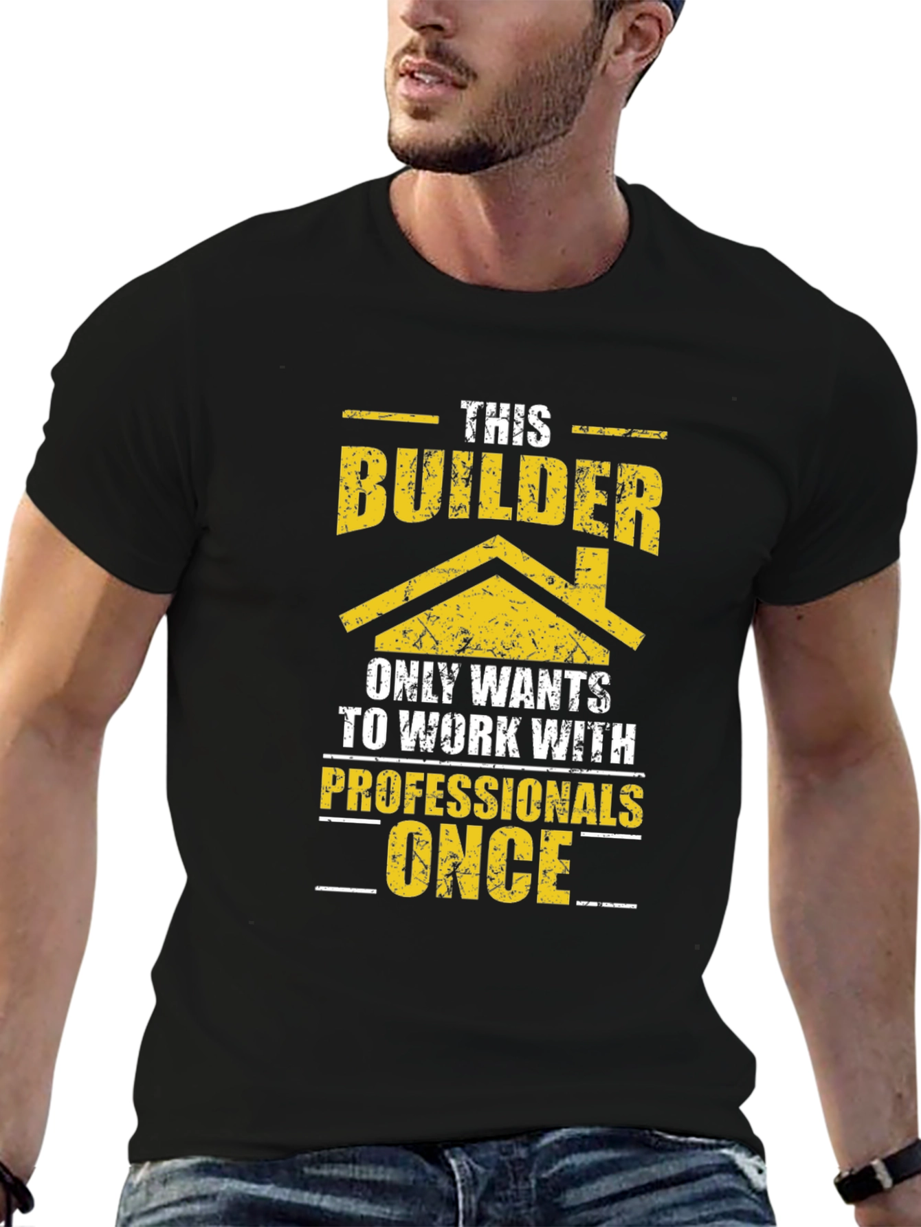 Black Builder Graphic T-Shirt Funny Construction Tee view 6