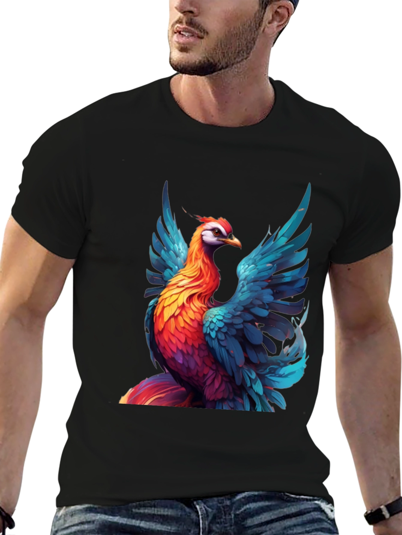 Black Vivid Phoenix Graphic T-Shirt - Bold Style view 6