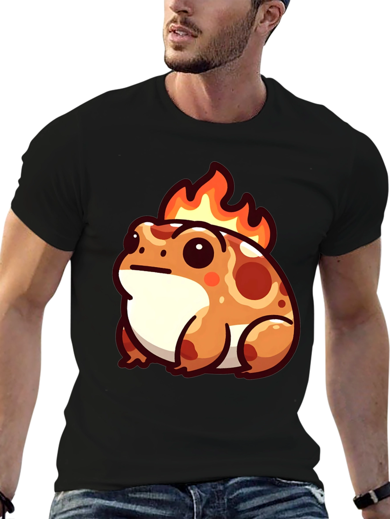 Black Flaming Frog T-Shirt - Fun Graphic Tee view 6