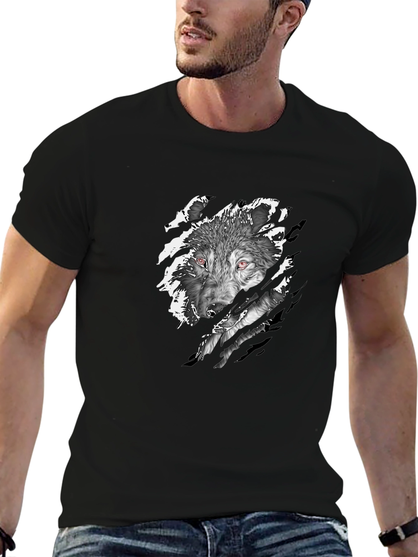 Black Black Wolf Graphic Tee - Fierce Style view 6
