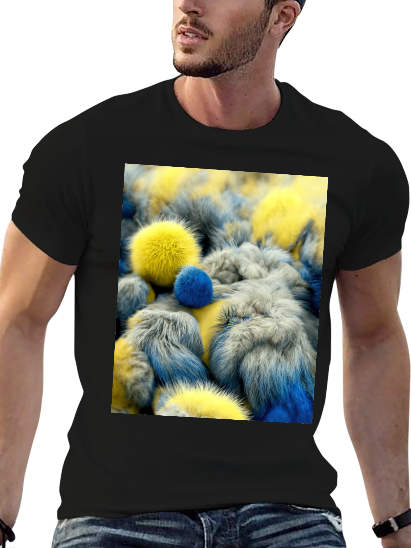 Black Fluffy Pom-Pom T-Shirt view 6