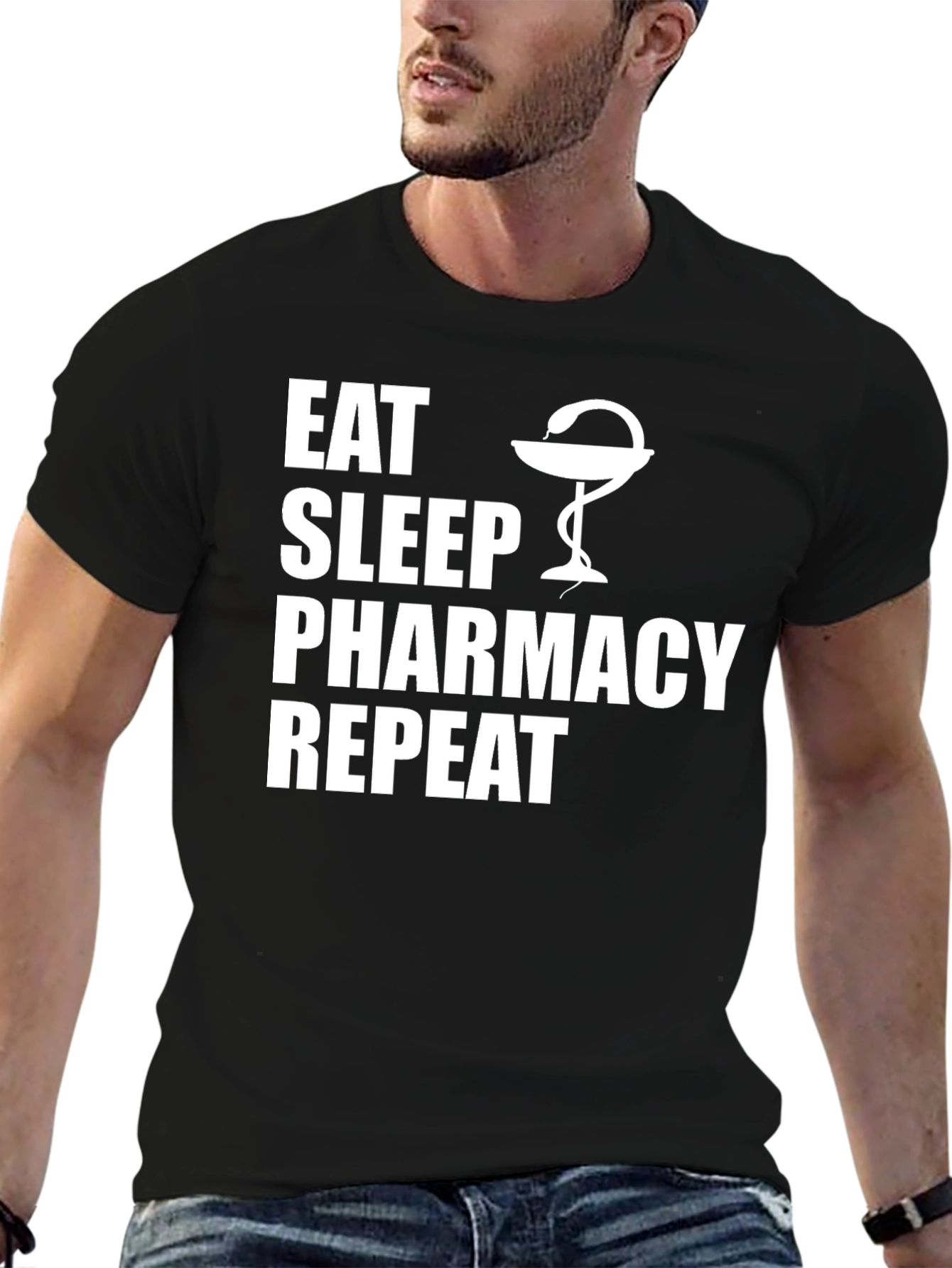 Black Eat Sleep Pharmacy Repeat T-Shirt view 6